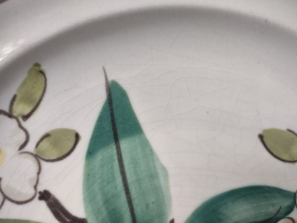 Vintage Red Wing Hand Painted Fruit Floral Off-White Plate x2 [6759]