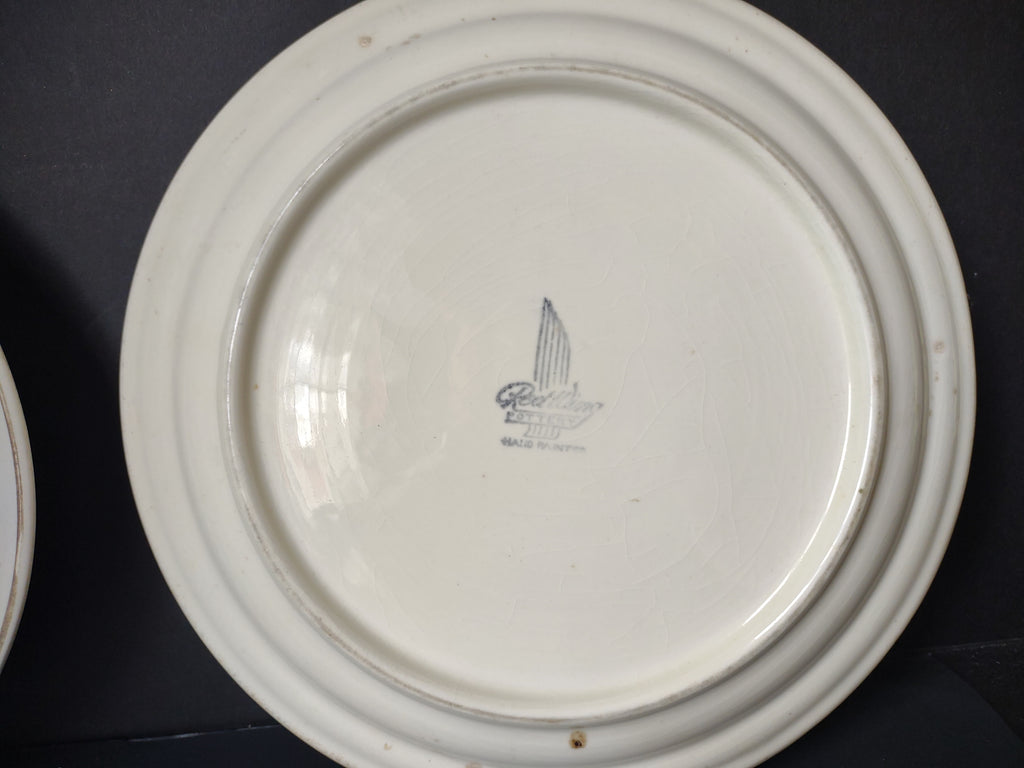 Vintage Red Wing Hand Painted Fruit Floral Off-White Plate x2 [6759]
