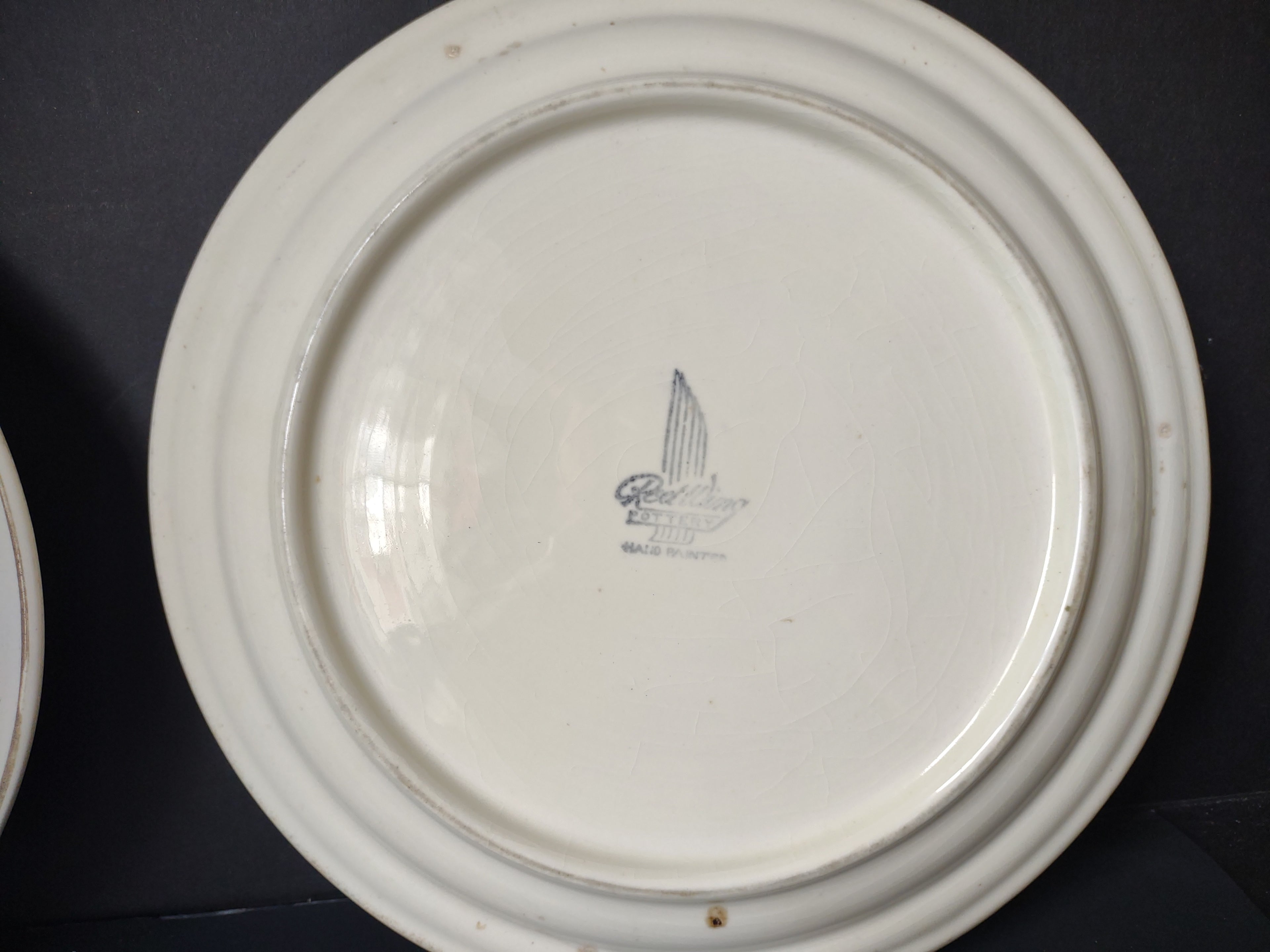 Vintage Red Wing Hand Painted Fruit Floral Off-White Plate x2 [6759]