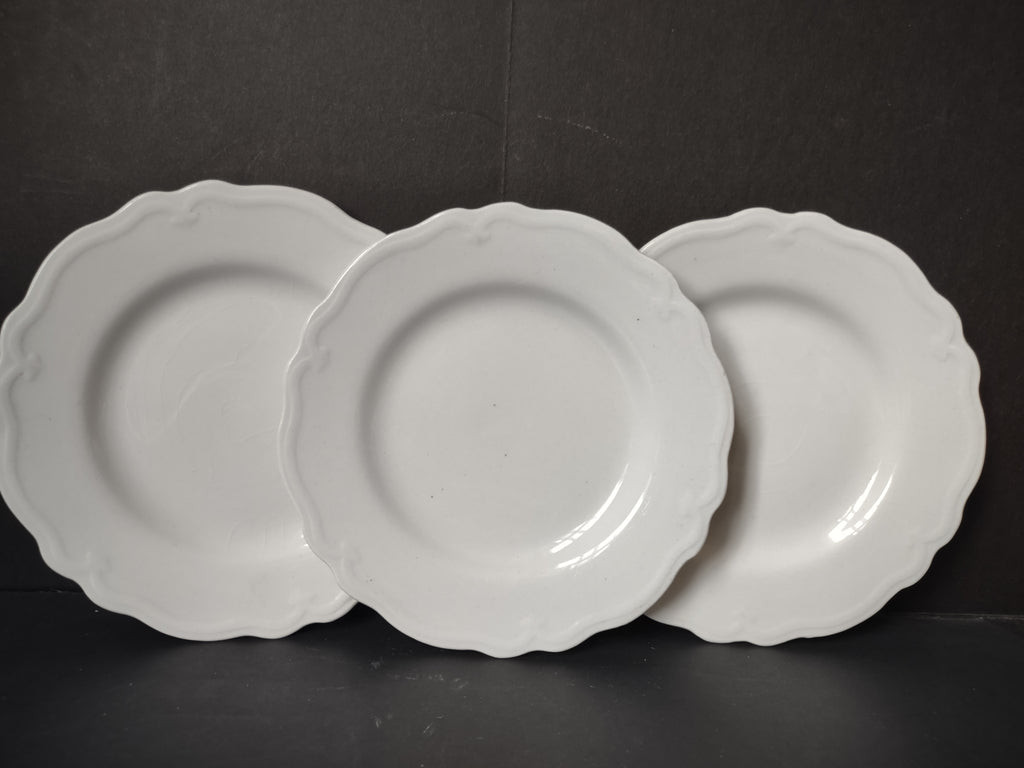 Vintage Grindley England Ironstone Marquis Off-White Scalloped Plate x3 [6758]