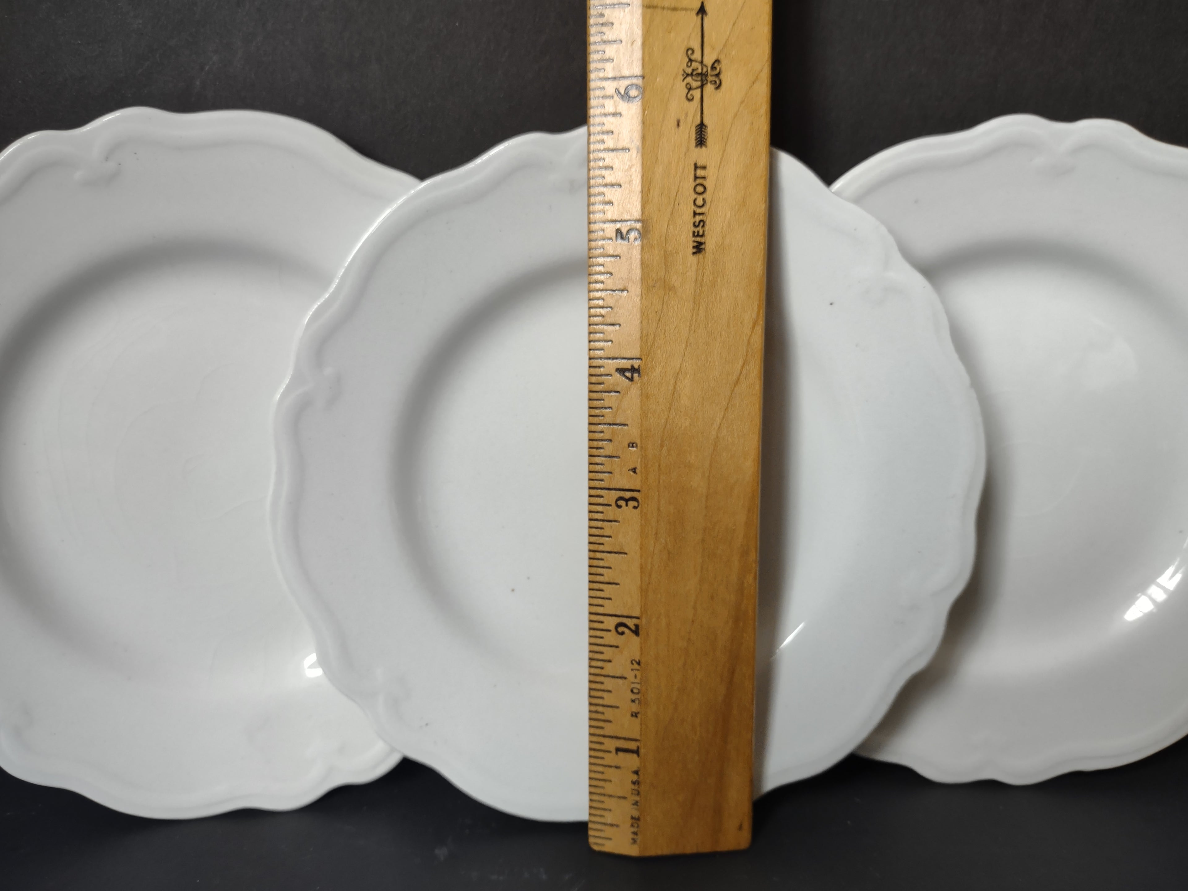 Vintage Grindley England Ironstone Marquis Off-White Scalloped Plate x3 [6758]