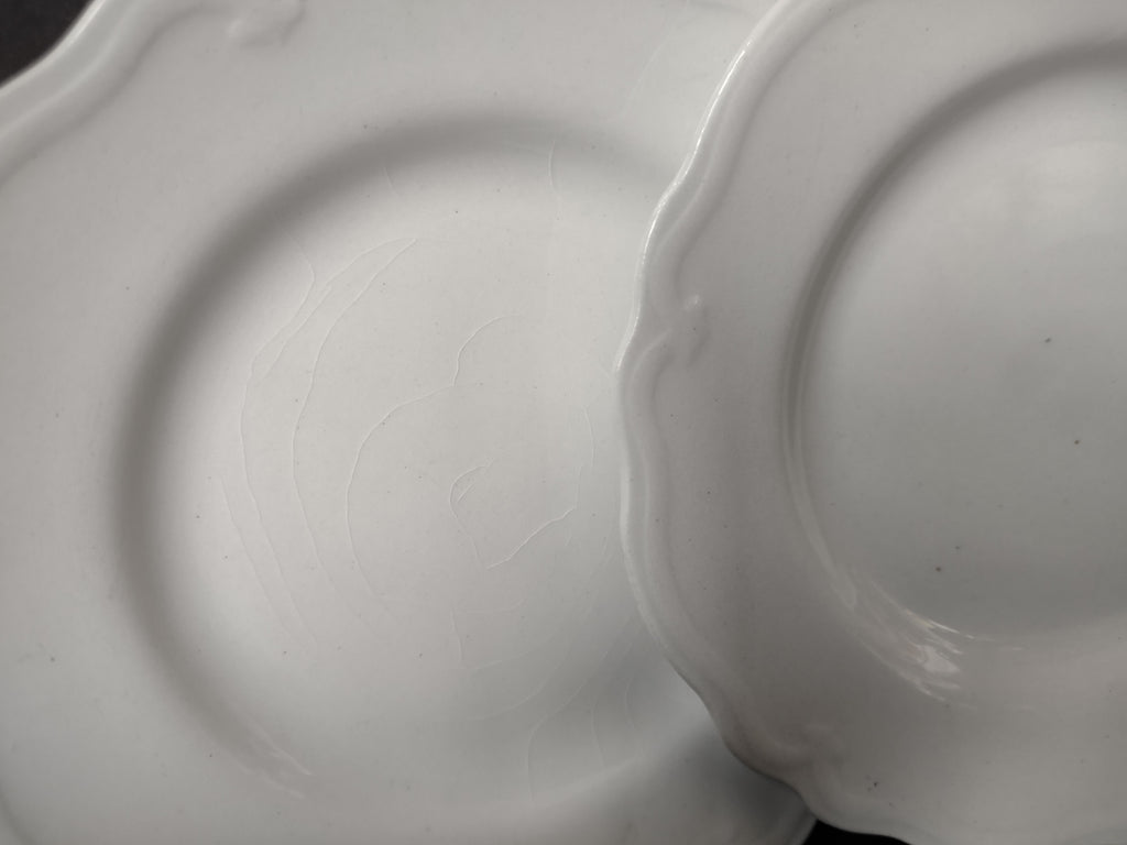 Vintage Grindley England Ironstone Marquis Off-White Scalloped Plate x3 [6758]