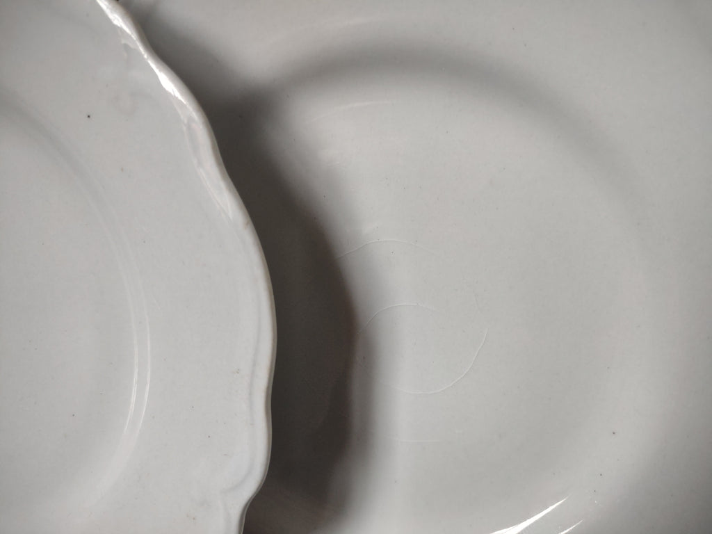 Vintage Grindley England Ironstone Marquis Off-White Scalloped Plate x3 [6758]