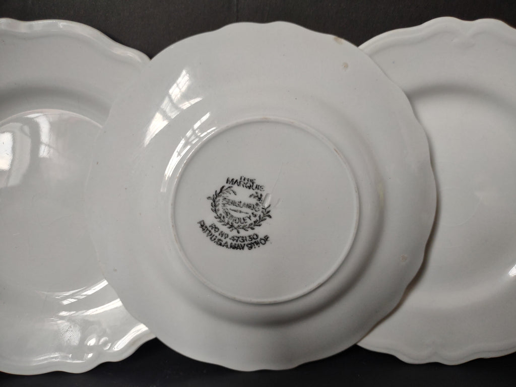 Vintage Grindley England Ironstone Marquis Off-White Scalloped Plate x3 [6758]