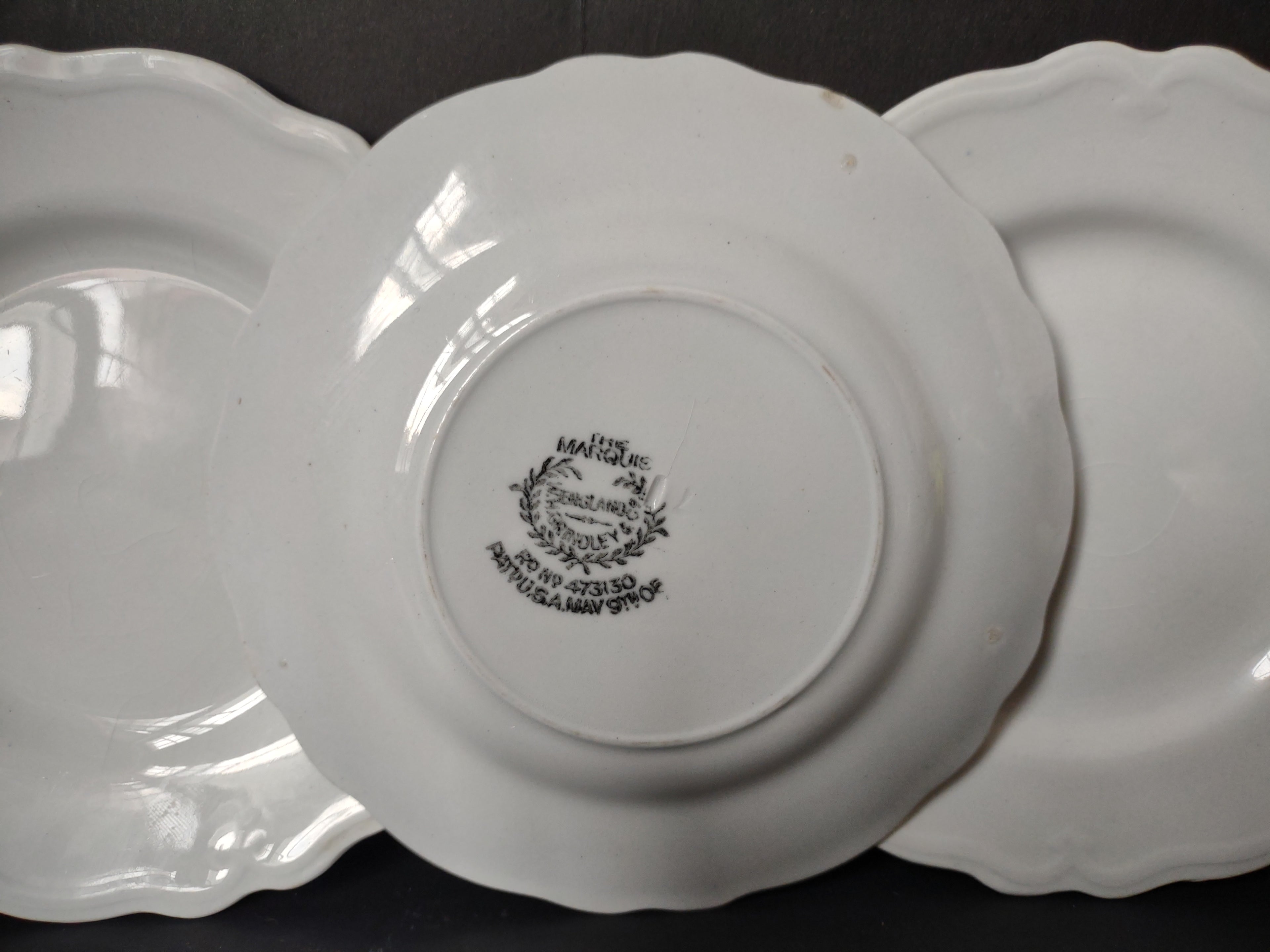 Vintage Grindley England Ironstone Marquis Off-White Scalloped Plate x3 [6758]