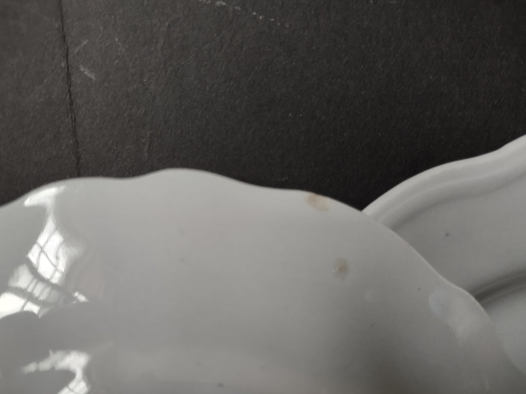 Vintage Grindley England Ironstone Marquis Off-White Scalloped Plate x3 [6758]