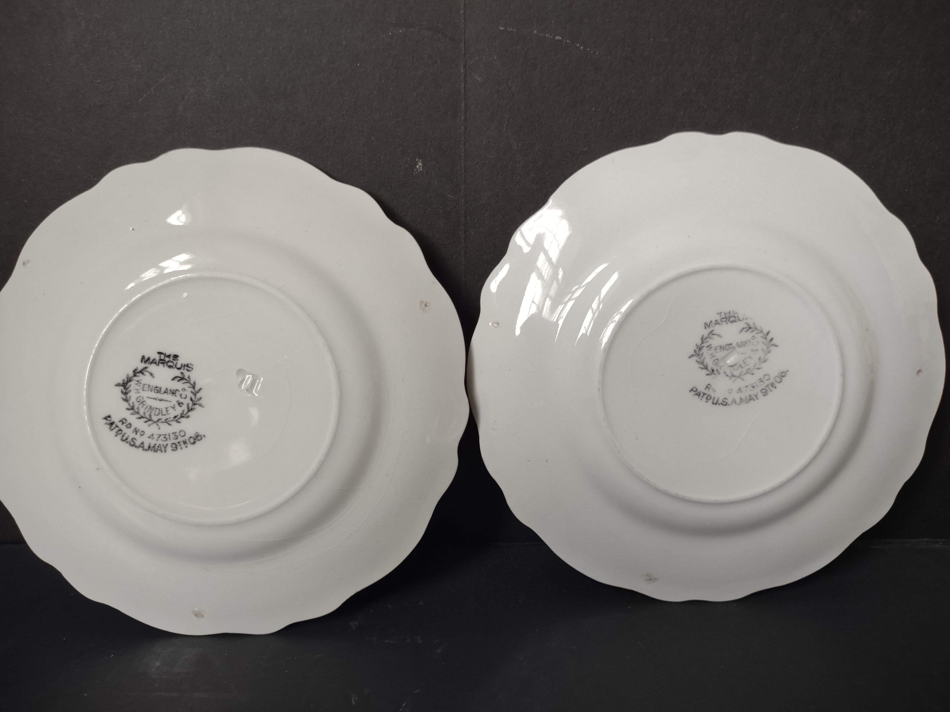 Vintage Grindley England Ironstone Marquis Off-White Scalloped Plate x3 [6758]
