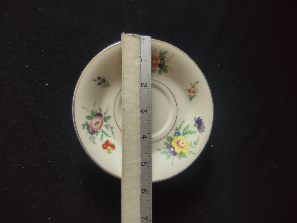Vintage Syracuse China Floral Bouquet Saucer 6" Gold Trim [6755]