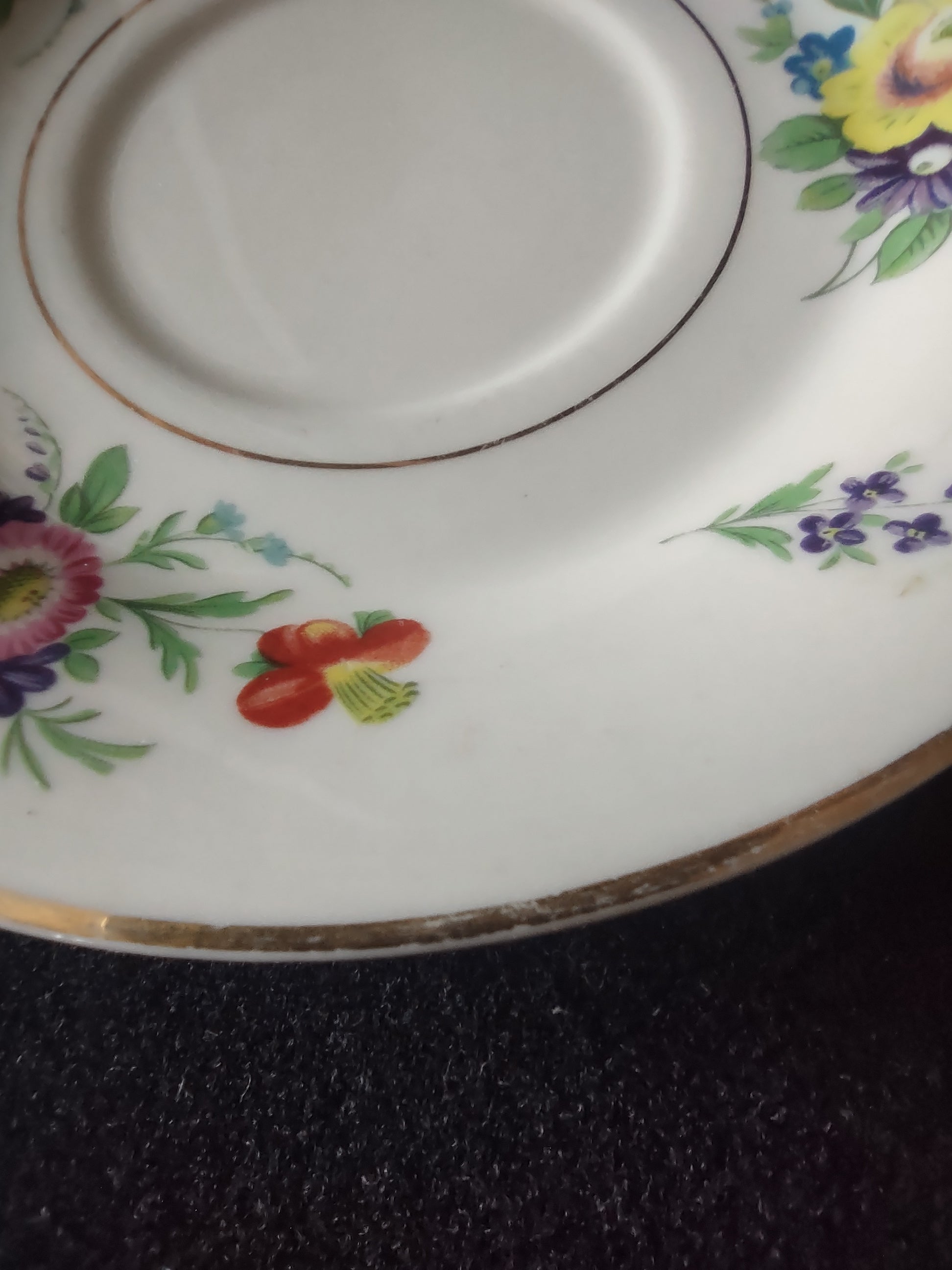 Vintage Syracuse China Floral Bouquet Saucer 6" Gold Trim [6755]