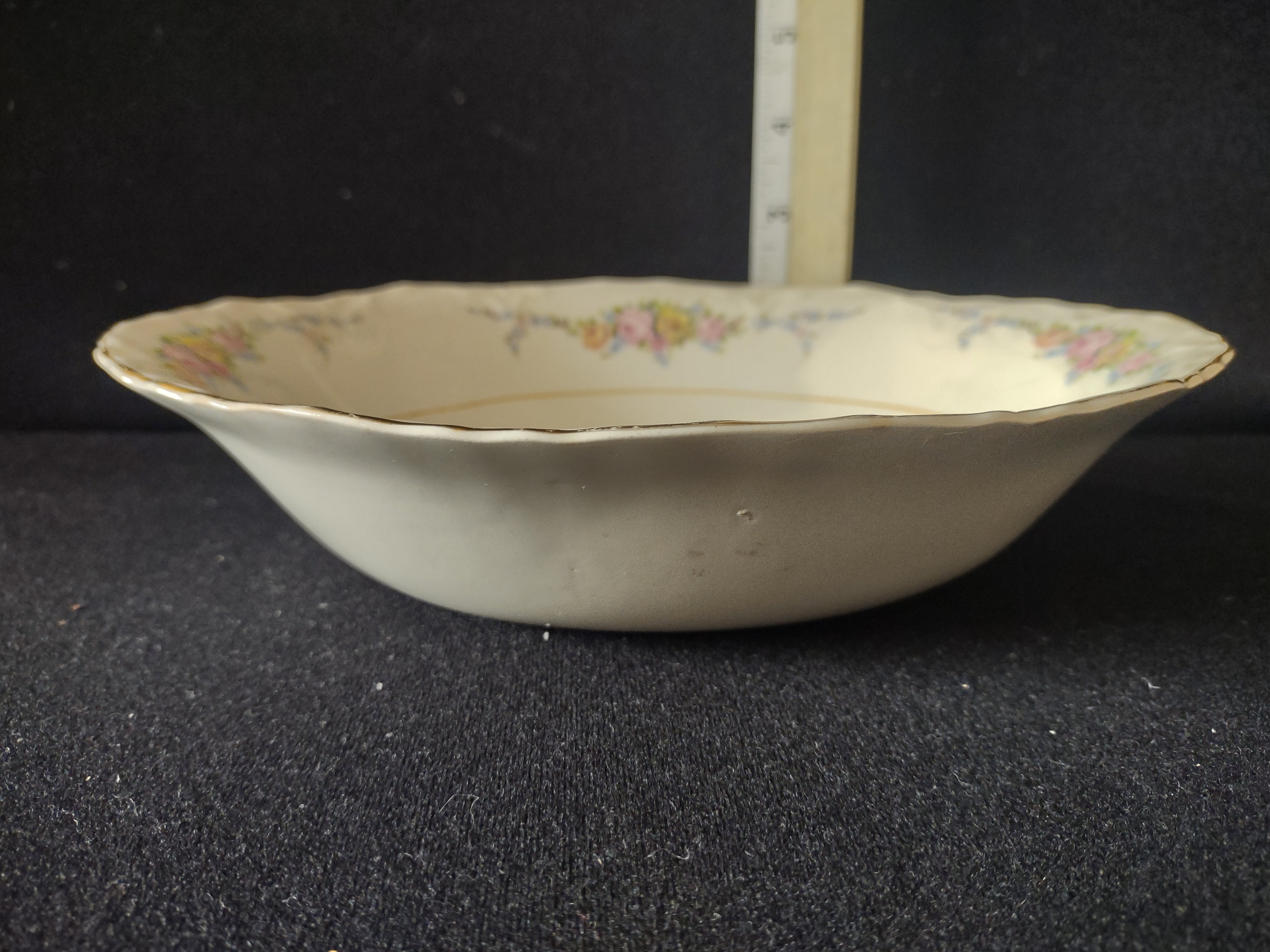 Vintage W.S. George Radisson Floral Pink Rose Gold Trim Oval Serving Bowl [6756]