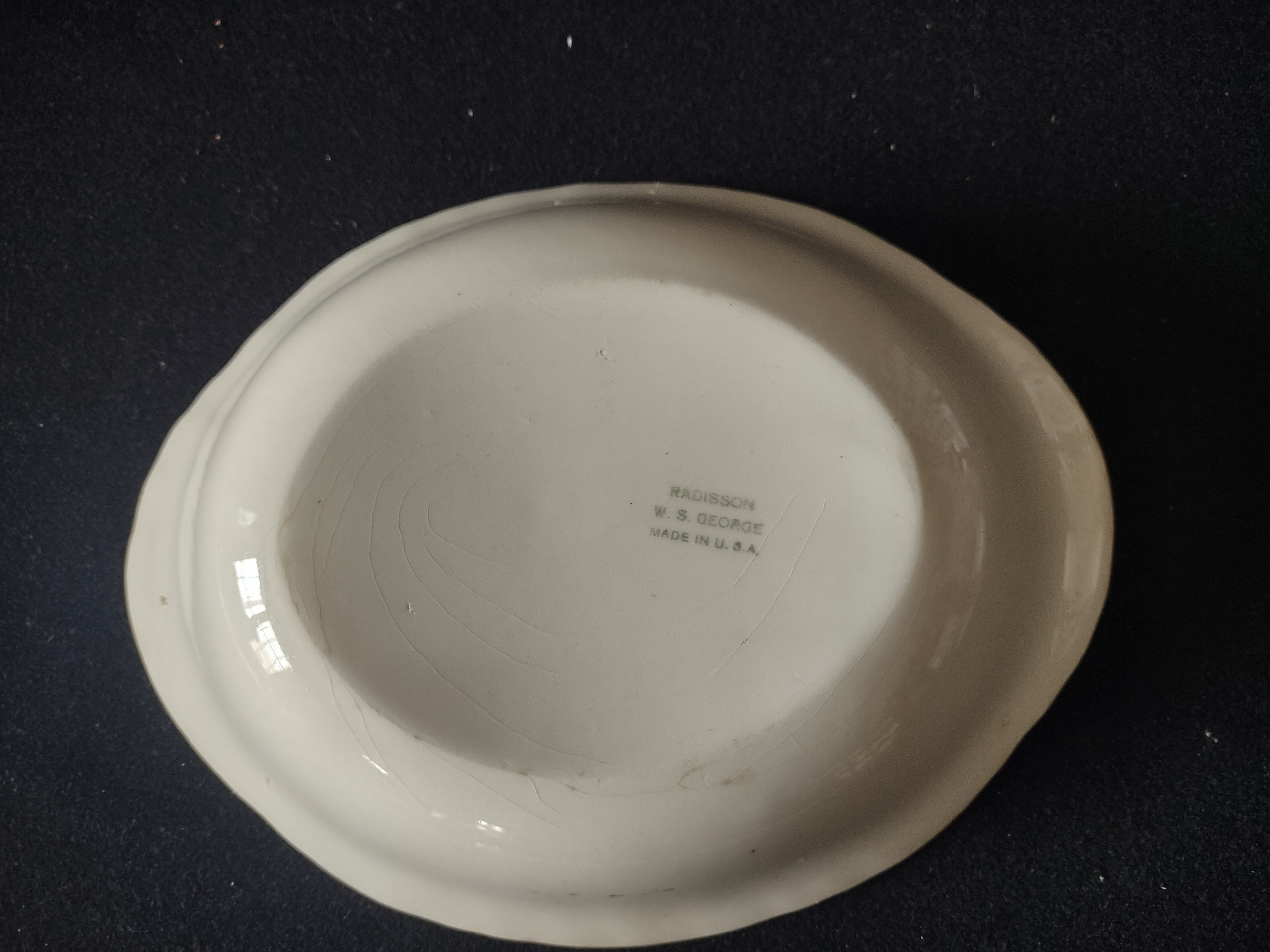 Vintage W.S. George Radisson Floral Pink Rose Gold Trim Oval Serving Bowl [6756]