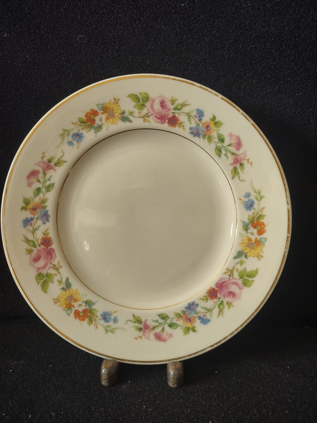 Vintage Old Ivory Cliftondale Floral Salad Plate Pink Rose Gold Trim [6757]