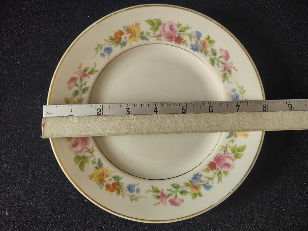 Vintage Old Ivory Cliftondale Floral Salad Plate Pink Rose Gold Trim [6757]