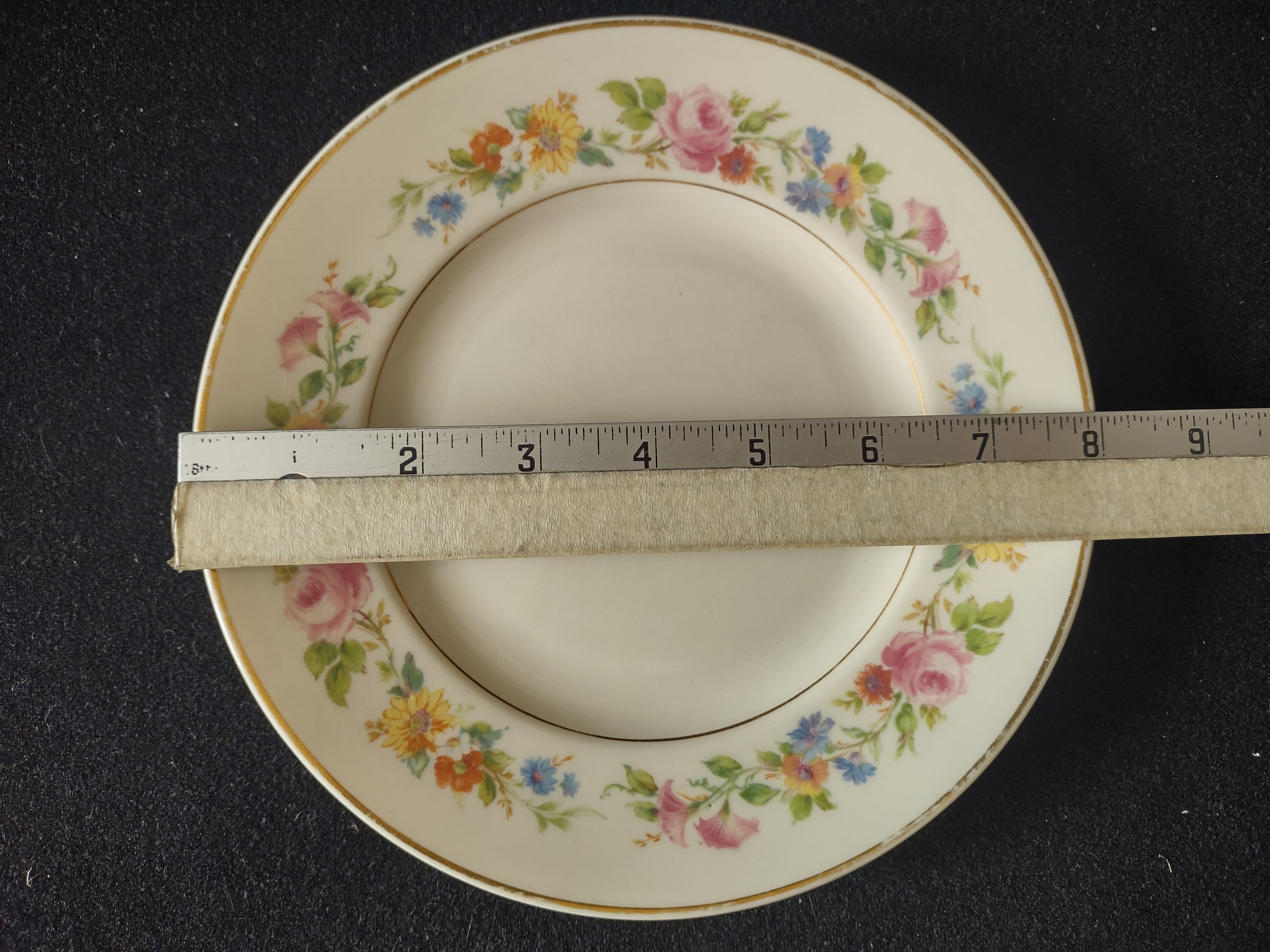 Vintage Old Ivory Cliftondale Floral Salad Plate Pink Rose Gold Trim [6757]