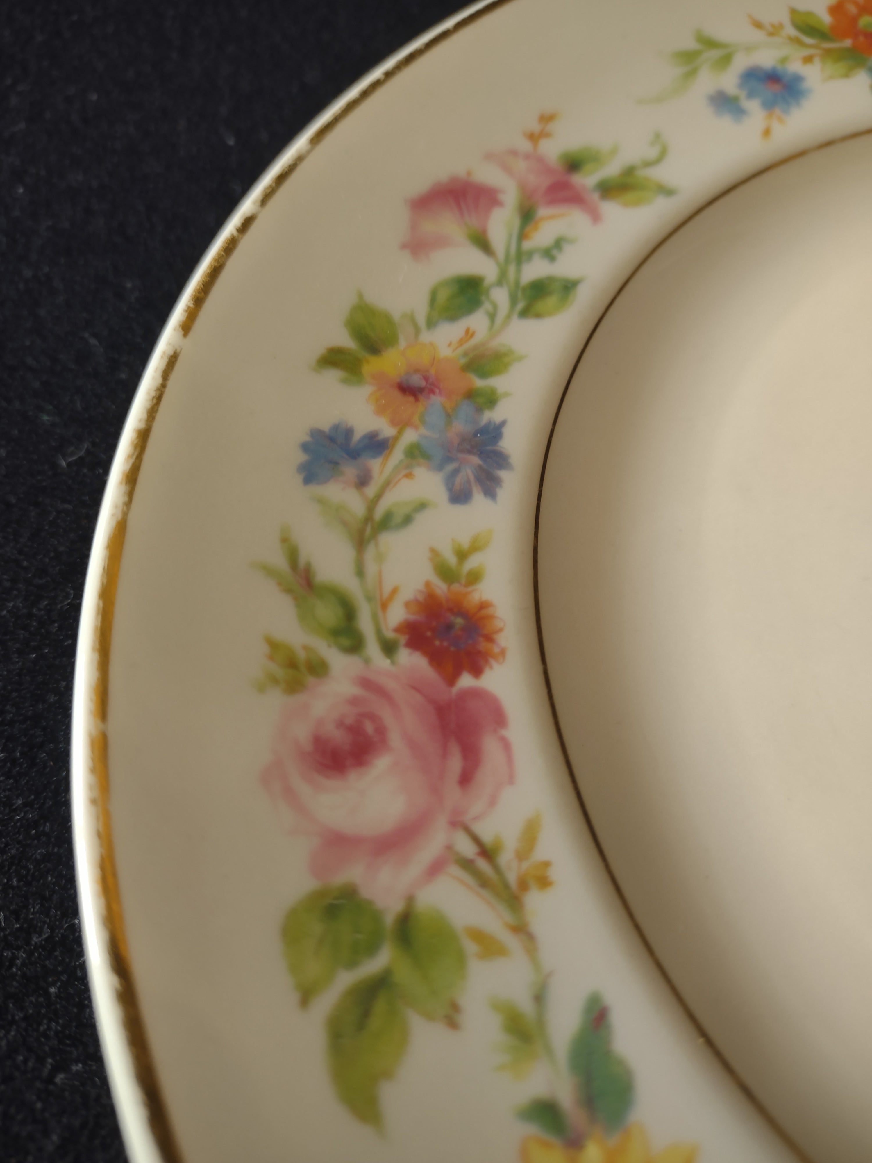 Vintage Old Ivory Cliftondale Floral Salad Plate Pink Rose Gold Trim [6757]