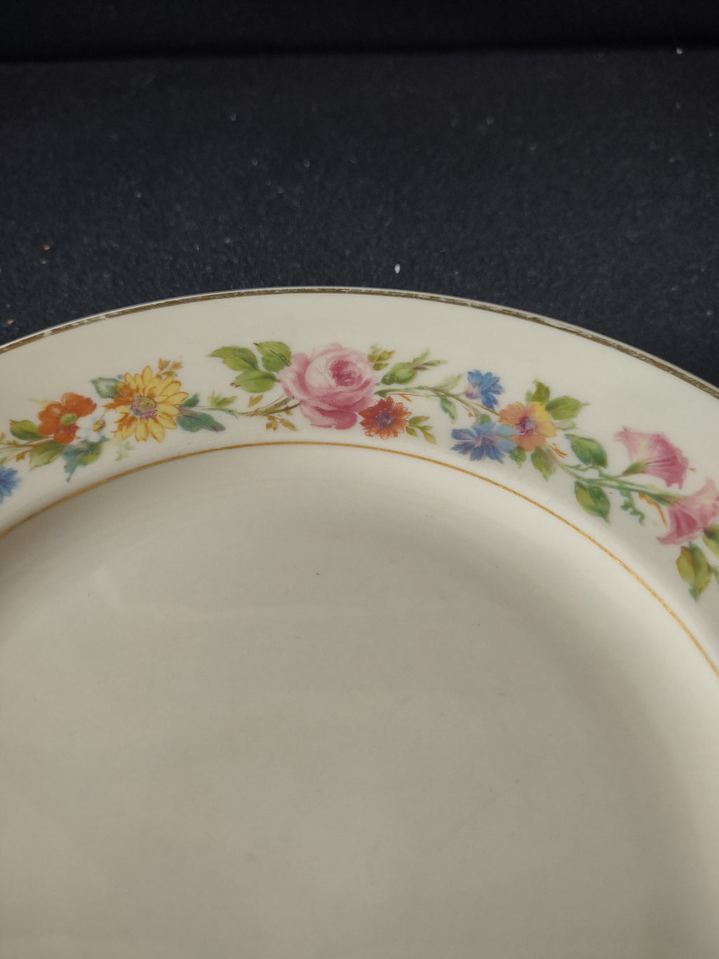 Vintage Old Ivory Cliftondale Floral Salad Plate Pink Rose Gold Trim [6757]