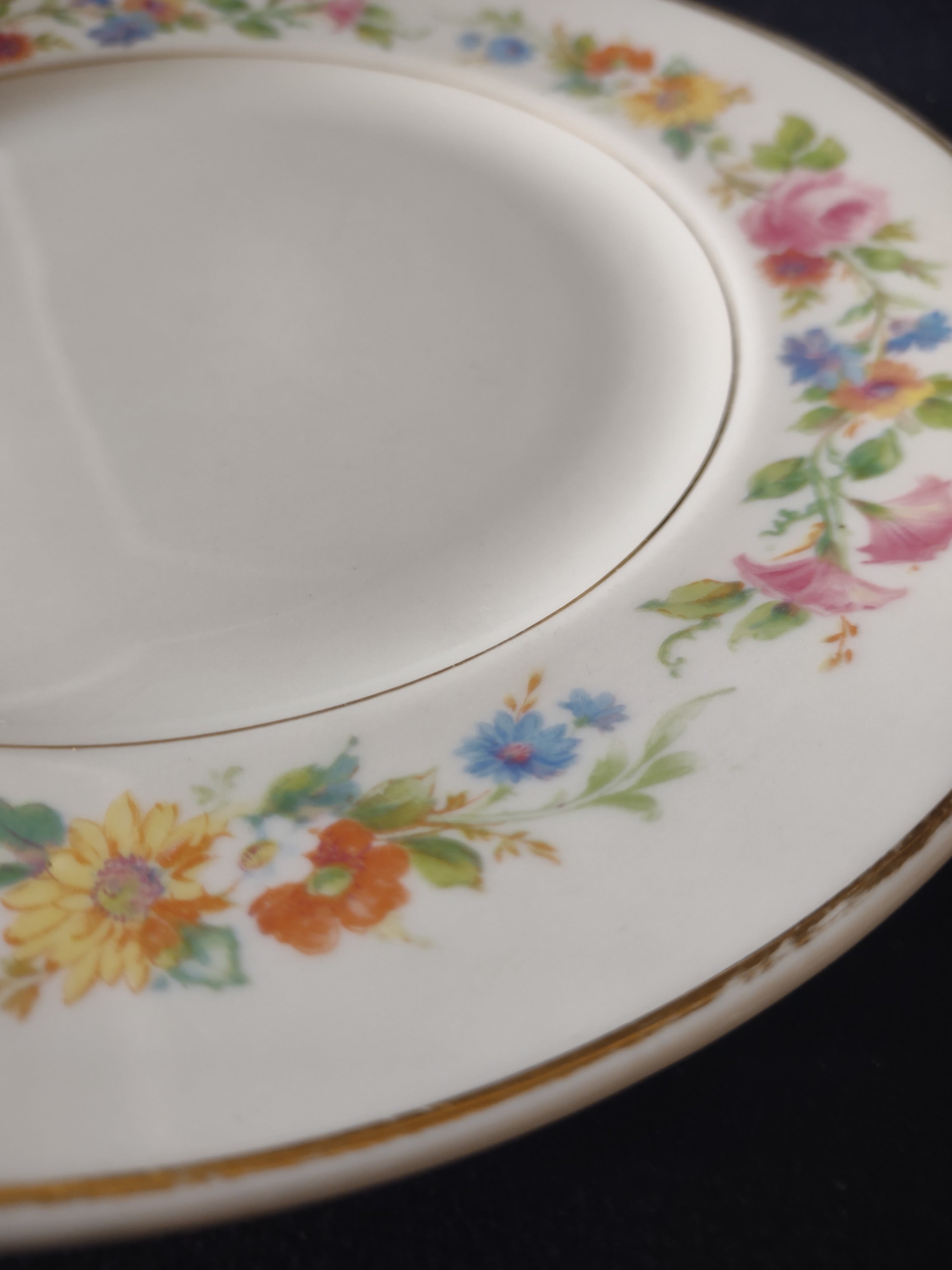 Vintage Old Ivory Cliftondale Floral Salad Plate Pink Rose Gold Trim [6757]