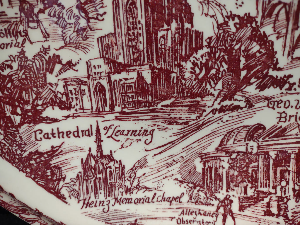 Vintage Pittsburgh Landmarks Commemorative Plate Red & White [6775]