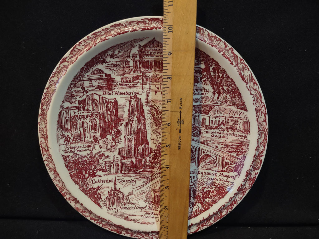 Vintage Pittsburgh Landmarks Commemorative Plate Red & White [6775]