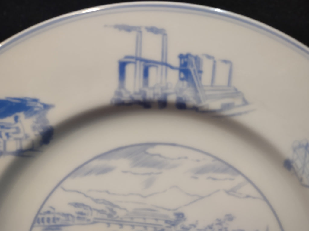 Vintage Joseph Horne Co Centennial Pittsburgh Plate Blue & White [6773]