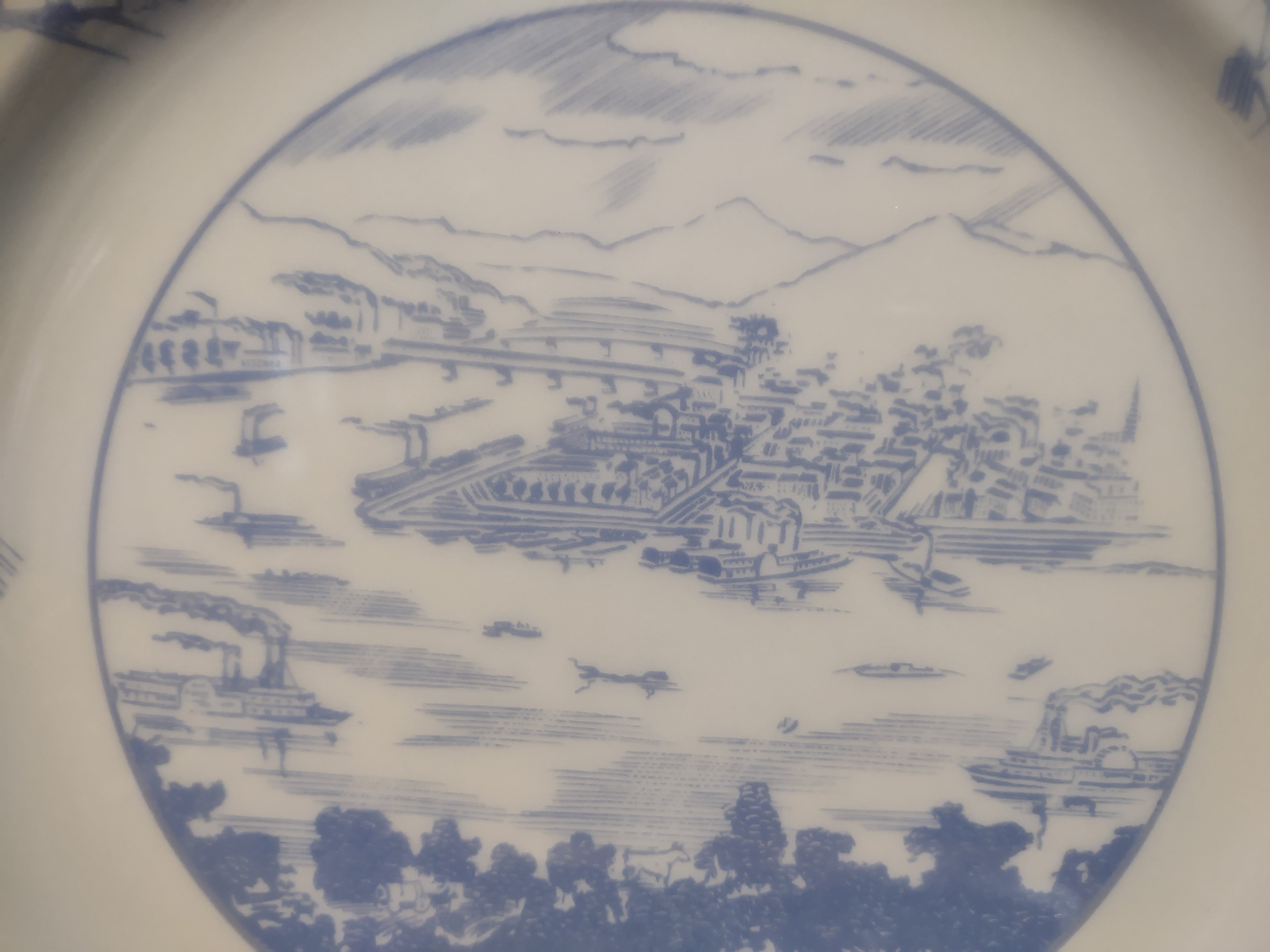 Vintage Joseph Horne Co Centennial Pittsburgh Plate Blue & White [6773]