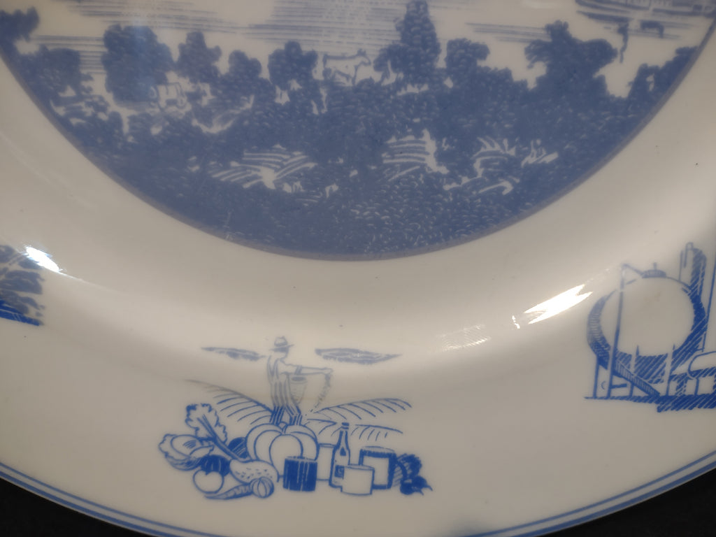 Vintage Joseph Horne Co Centennial Pittsburgh Plate Blue & White [6773]