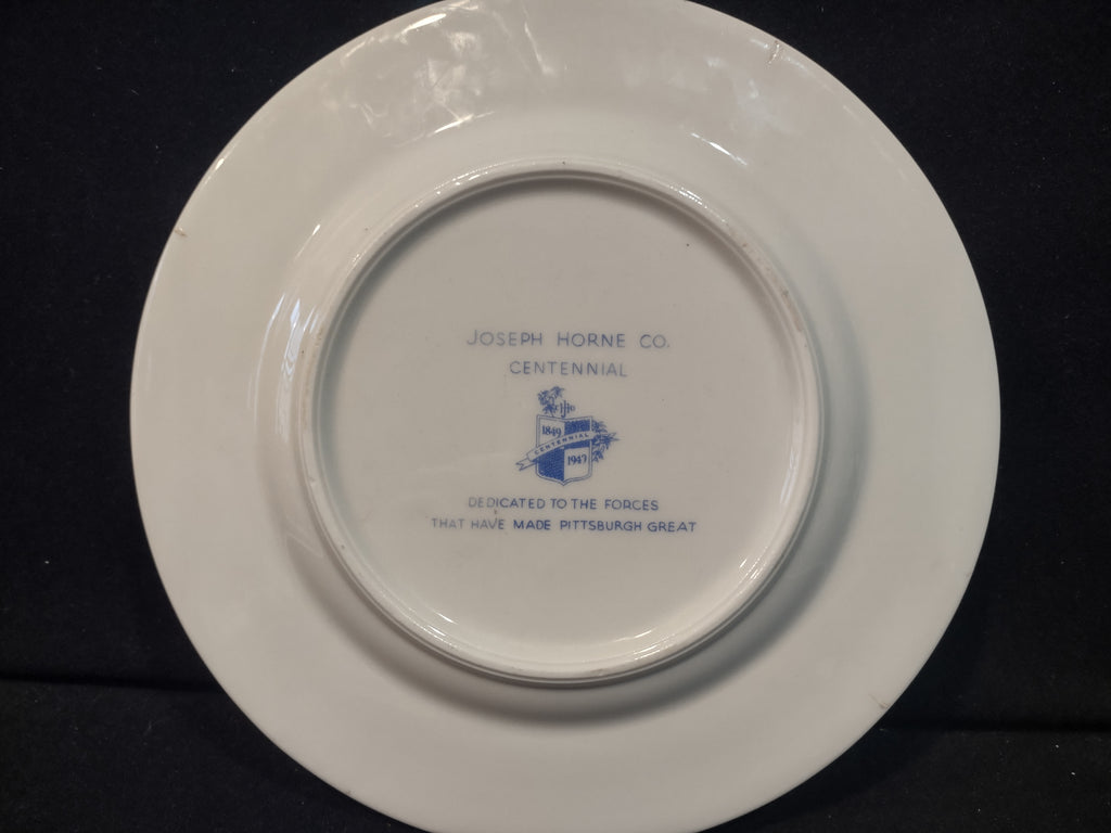 Vintage Joseph Horne Co Centennial Pittsburgh Plate Blue & White [6773]