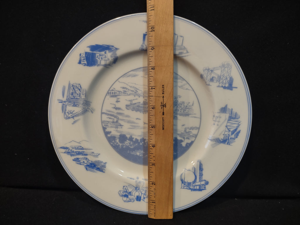 Vintage Joseph Horne Co Centennial Pittsburgh Plate Blue & White [6773]