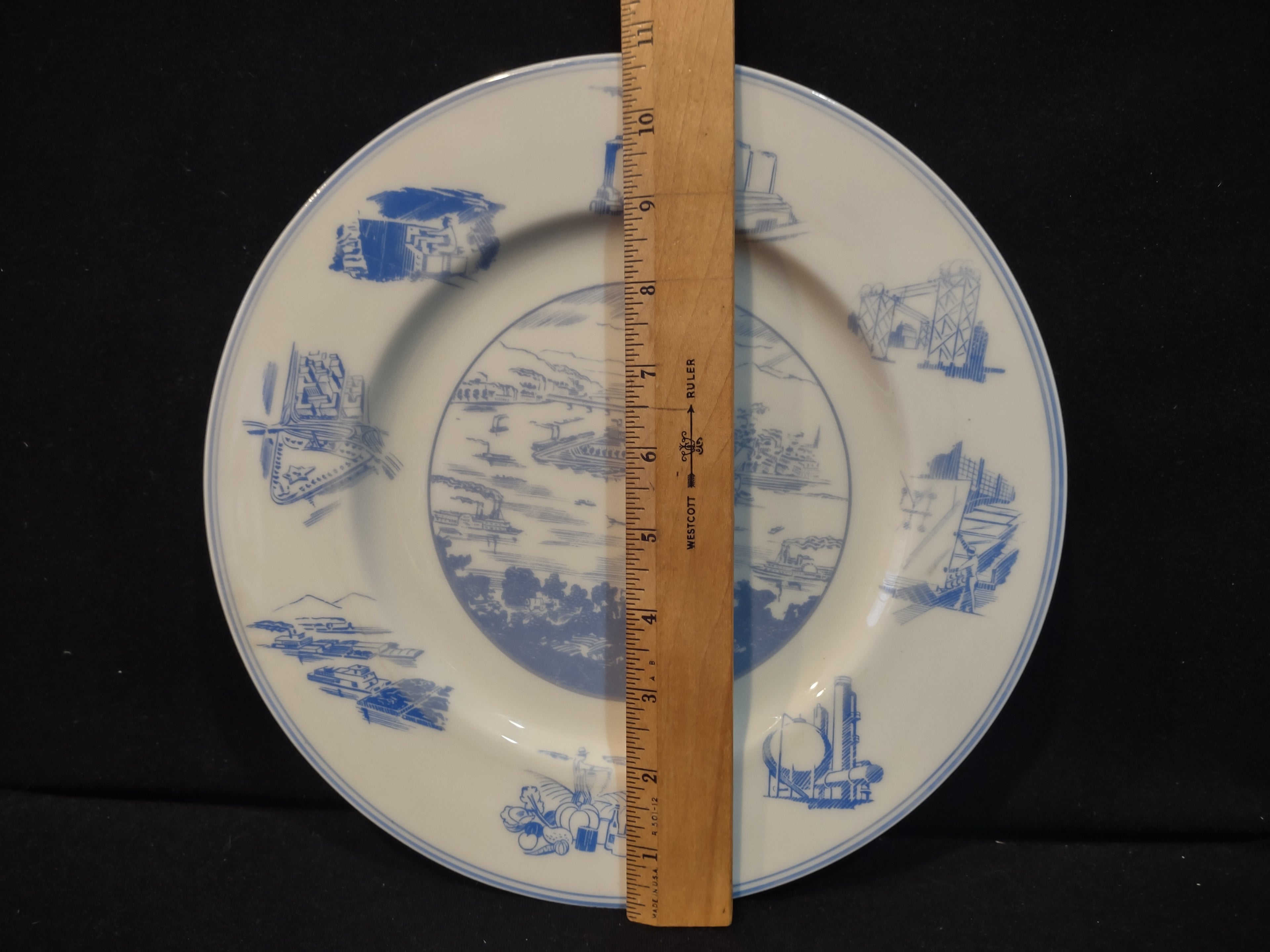 Vintage Joseph Horne Co Centennial Pittsburgh Plate Blue & White [6773]