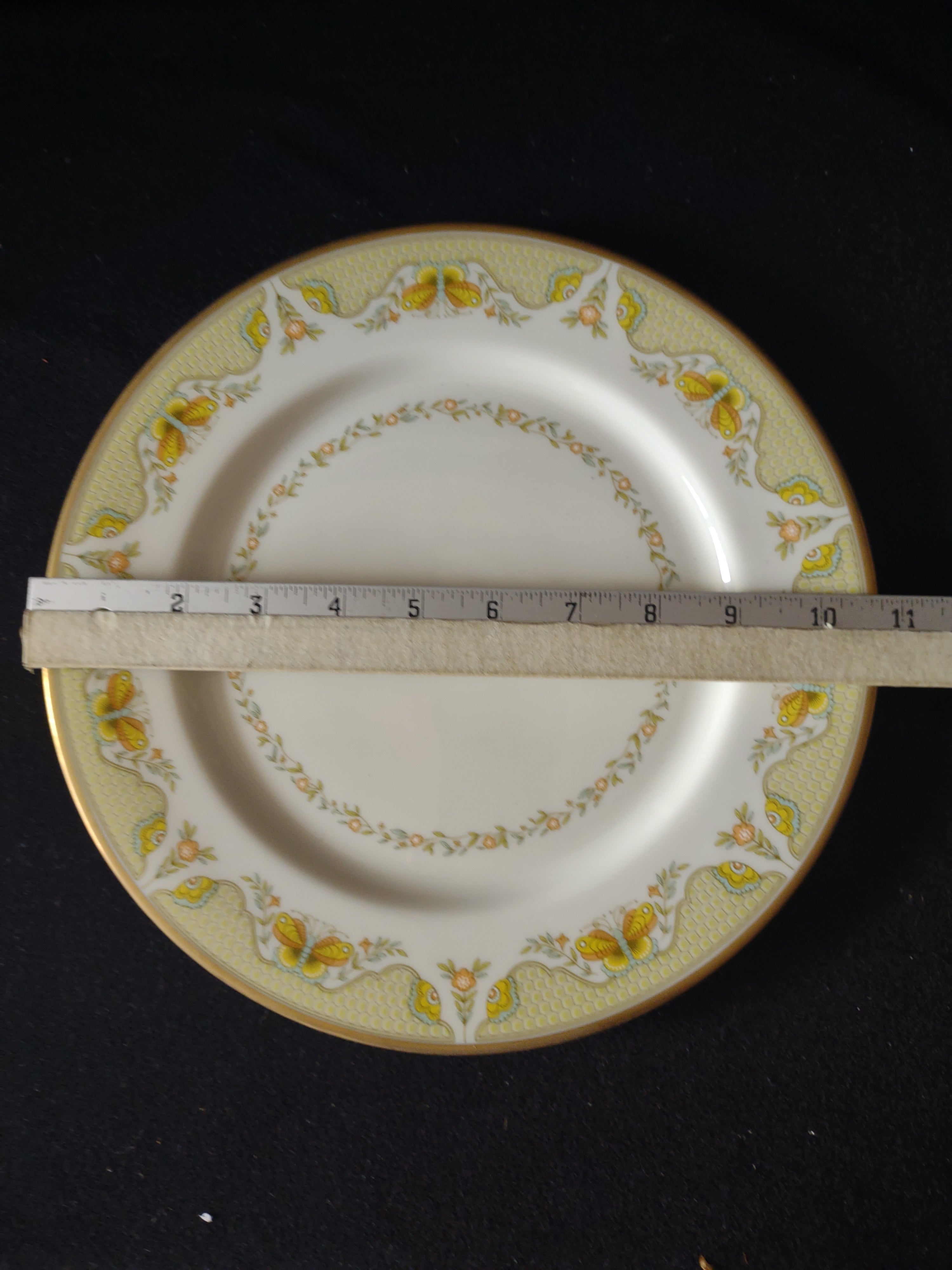Vintage Gorham Fine China Dinner Plate Yellow Butterfly Floral Gold [6782]