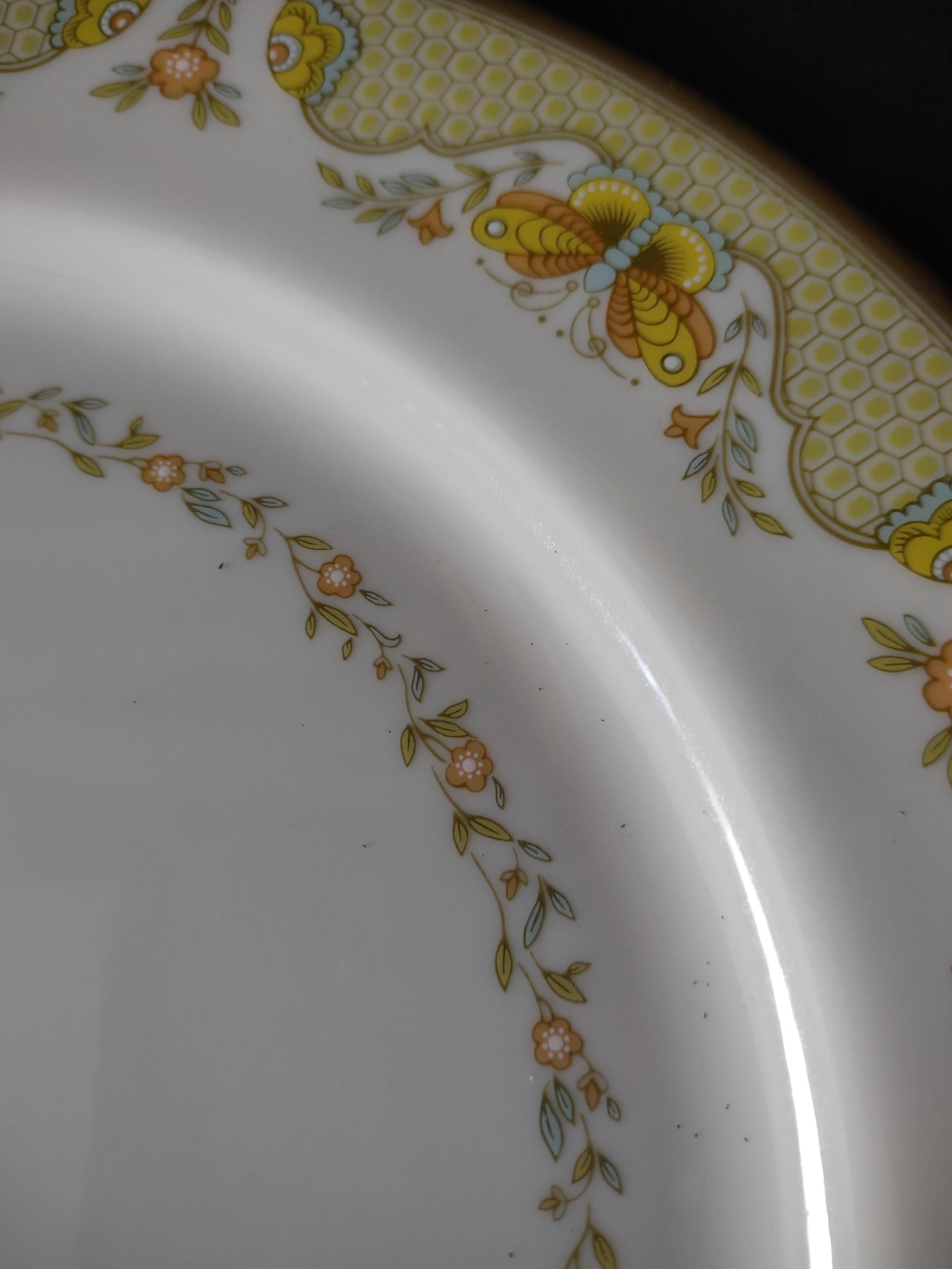 Vintage Gorham Fine China Dinner Plate Yellow Butterfly Floral Gold [6782]