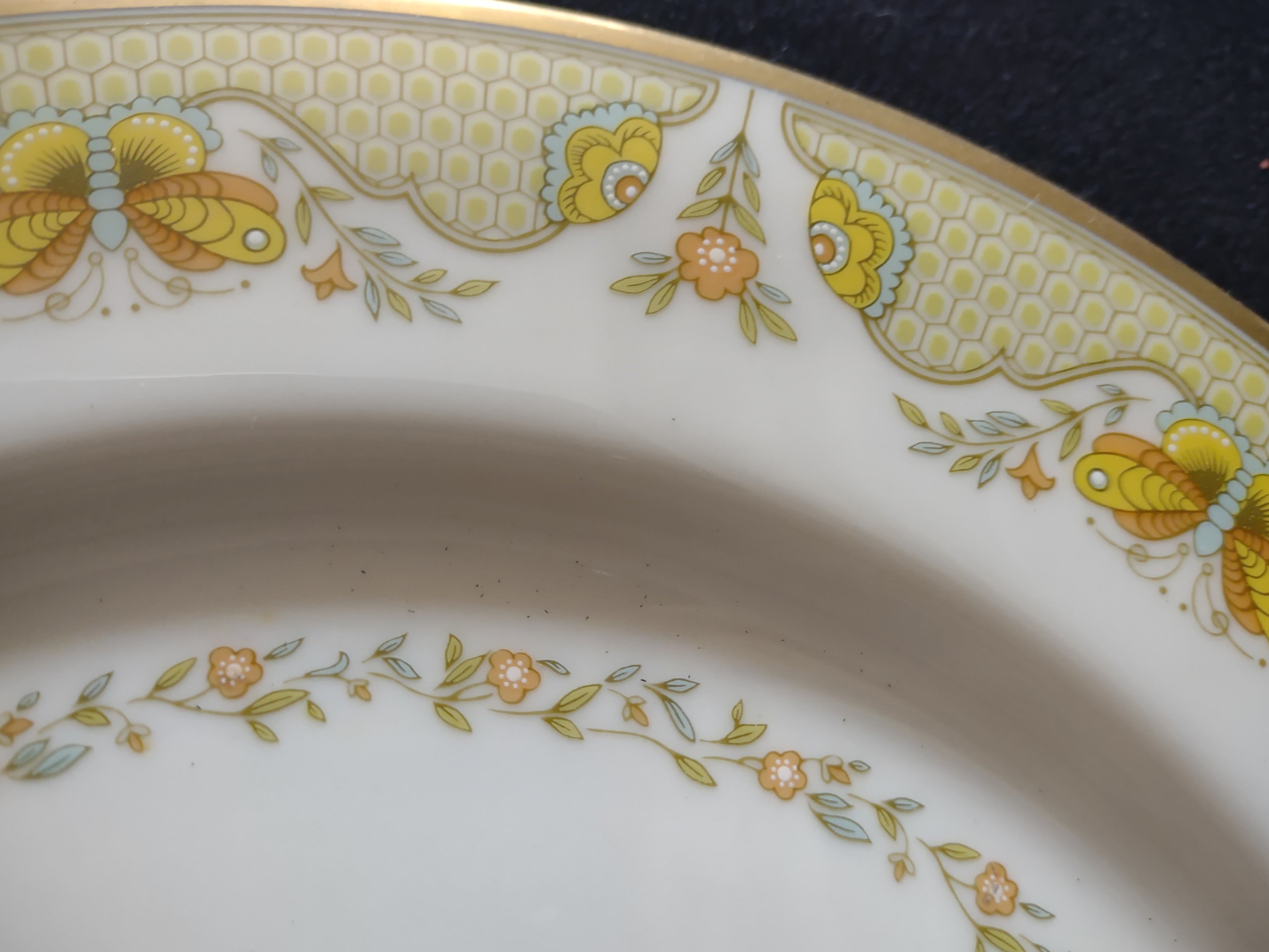 Vintage Gorham Fine China Dinner Plate Yellow Butterfly Floral Gold [6782]
