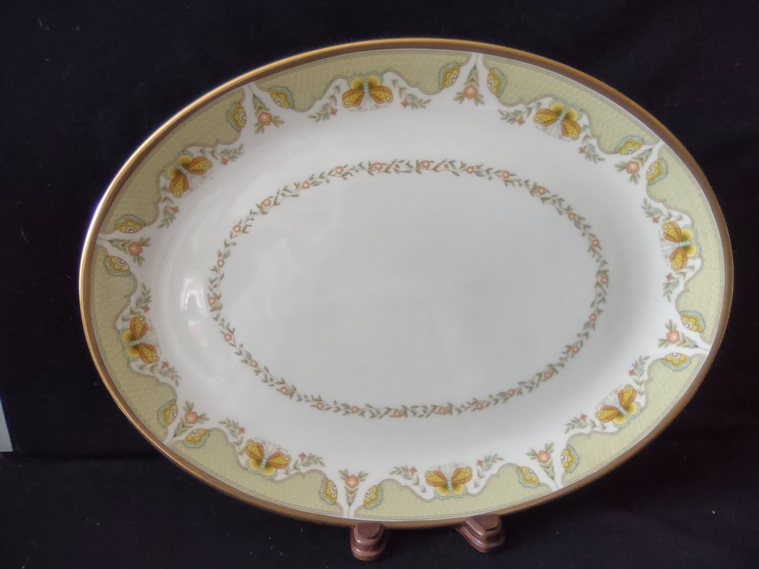 Vintage Gorham Fine China Oval Serving Platter Butterfly Floral [6783]
