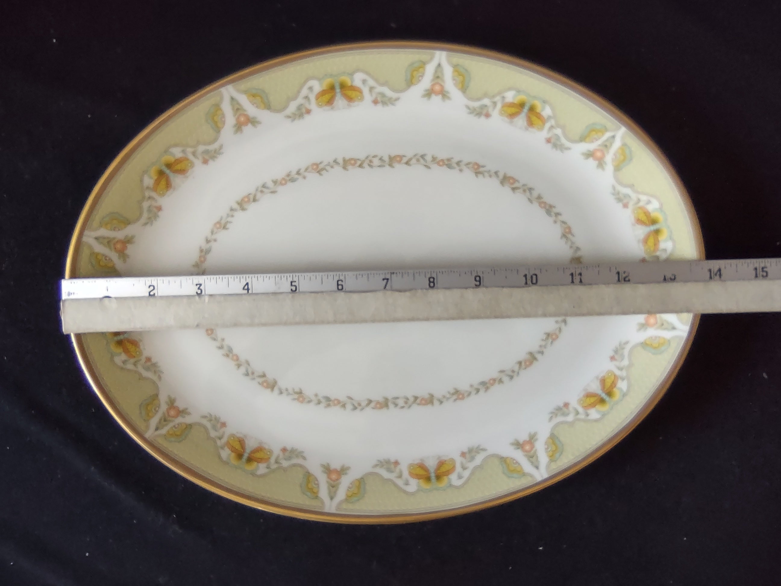 Vintage Gorham Fine China Oval Serving Platter Butterfly Floral [6783]