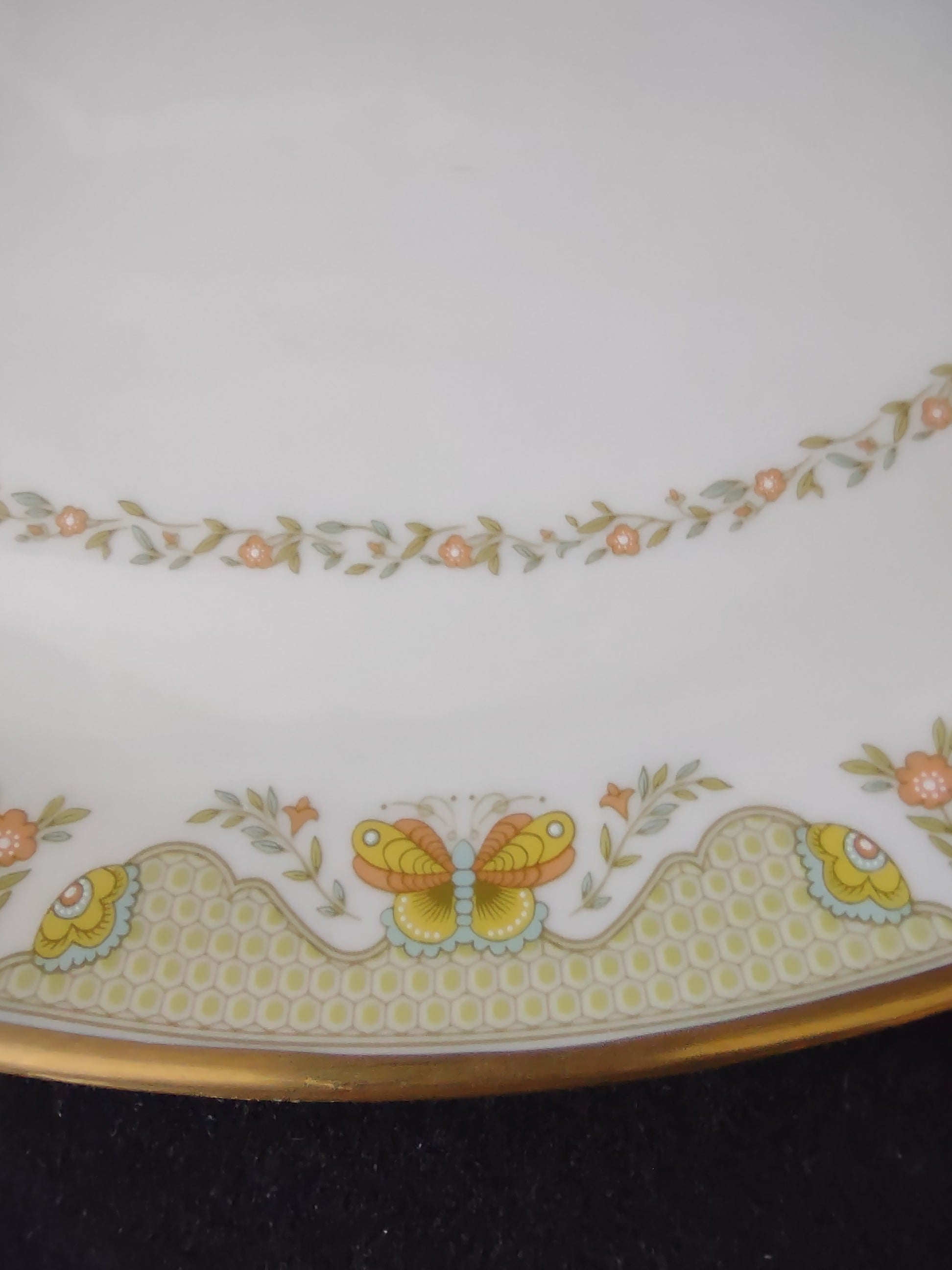 Vintage Gorham Fine China Oval Serving Platter Butterfly Floral [6783]