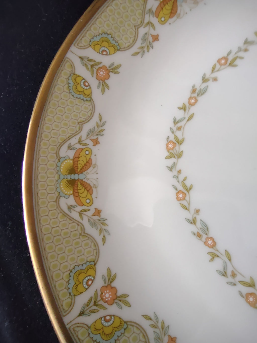 Vintage Gorham Fine China Oval Serving Platter Butterfly Floral [6783]
