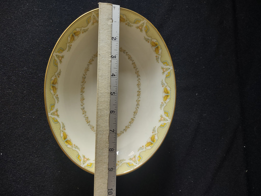 Vintage Gorham Fine China USA Oval Vegetable Bowl Yellow Floral Gold [6785]