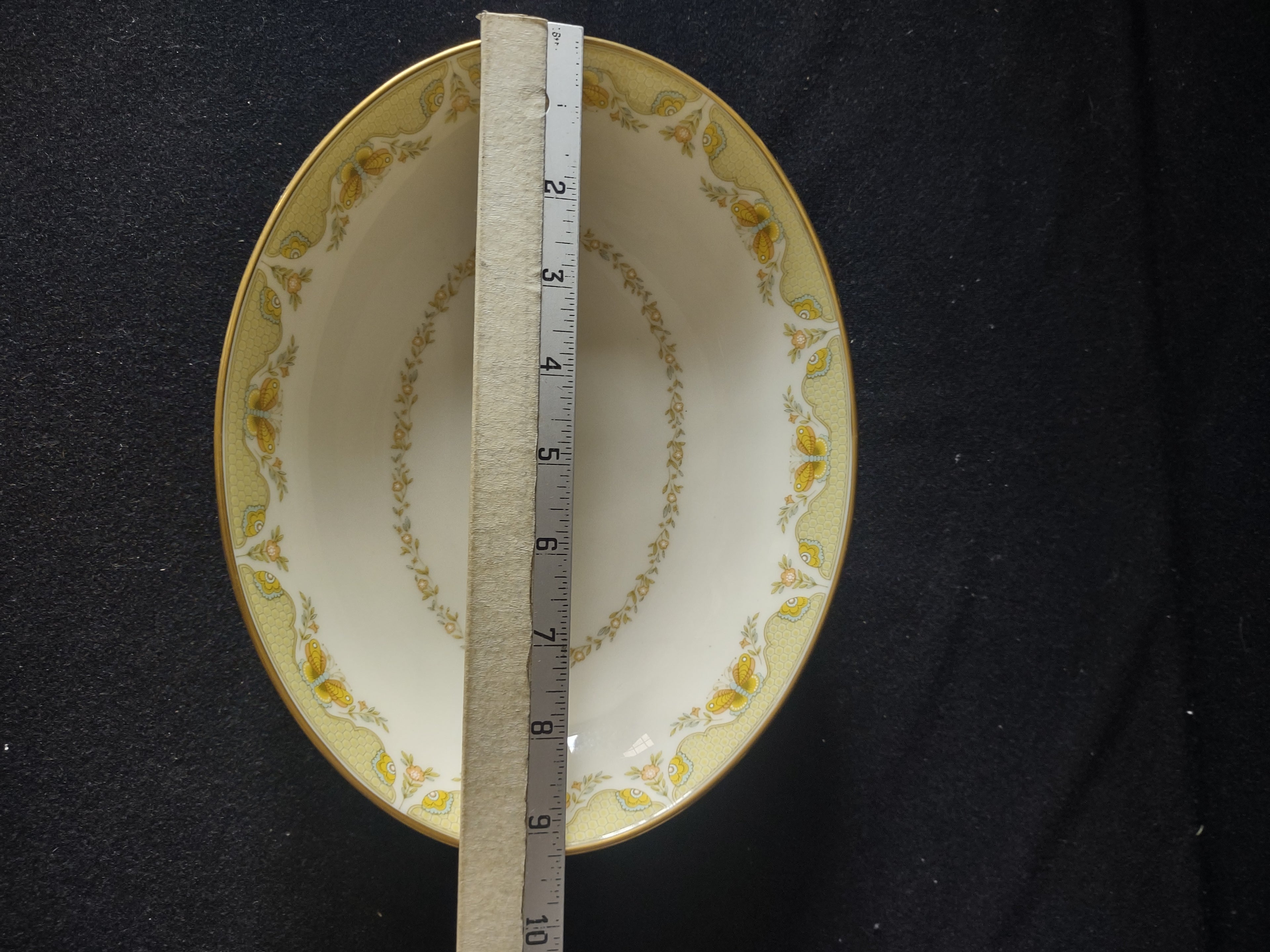 Vintage Gorham Fine China USA Oval Vegetable Bowl Yellow Floral Gold [6785]