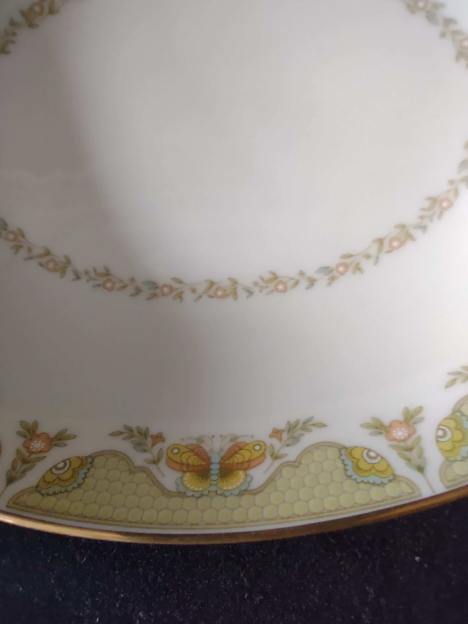 Vintage Gorham Fine China USA Oval Vegetable Bowl Yellow Floral Gold [6785]