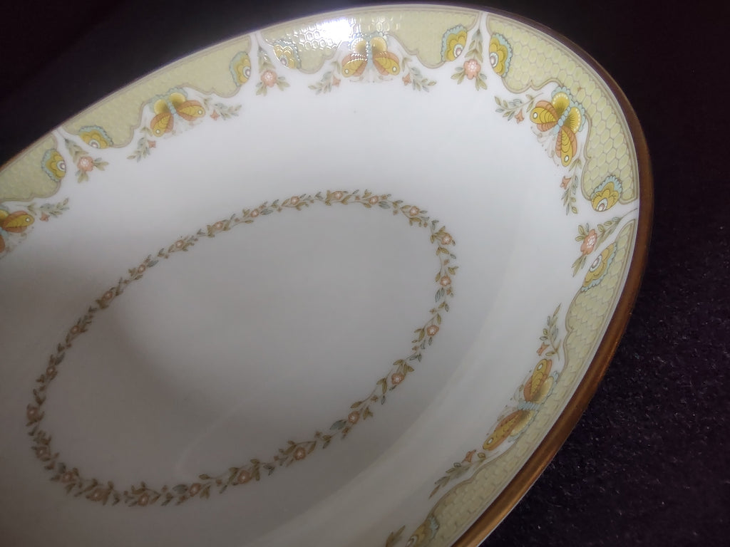Vintage Gorham Fine China USA Oval Vegetable Bowl Yellow Floral Gold [6785]