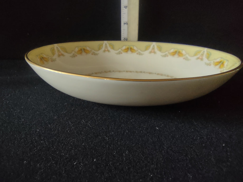 Vintage Gorham Fine China USA Oval Vegetable Bowl Yellow Floral Gold [6785]