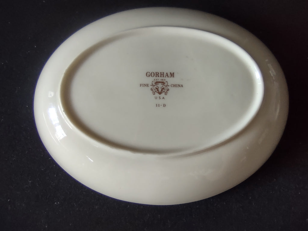 Vintage Gorham Fine China USA Oval Vegetable Bowl Yellow Floral Gold [6785]