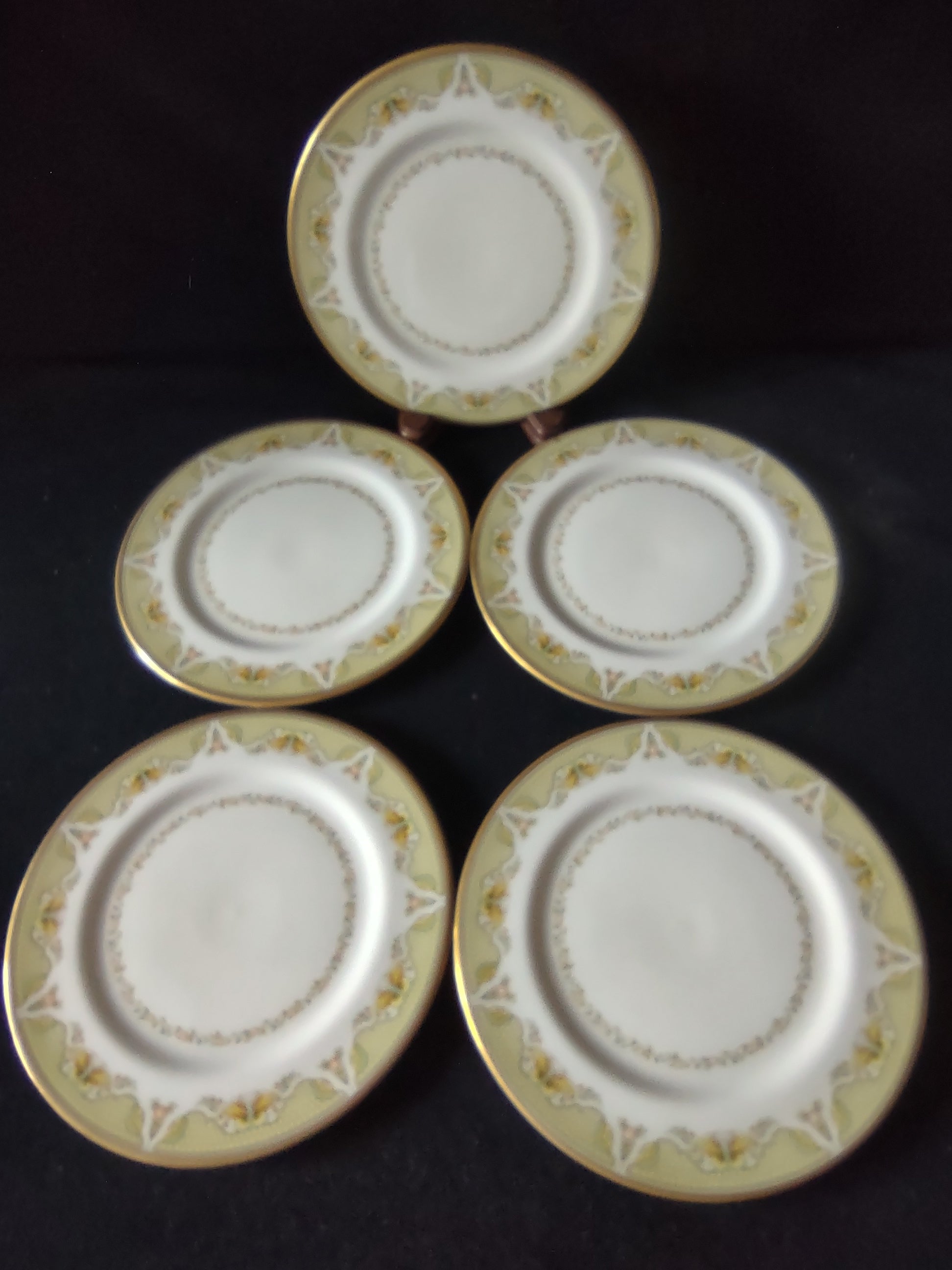 Vintage Gorham Fine China USA Set/5 Bread Butter Plates Yellow Floral [6786]