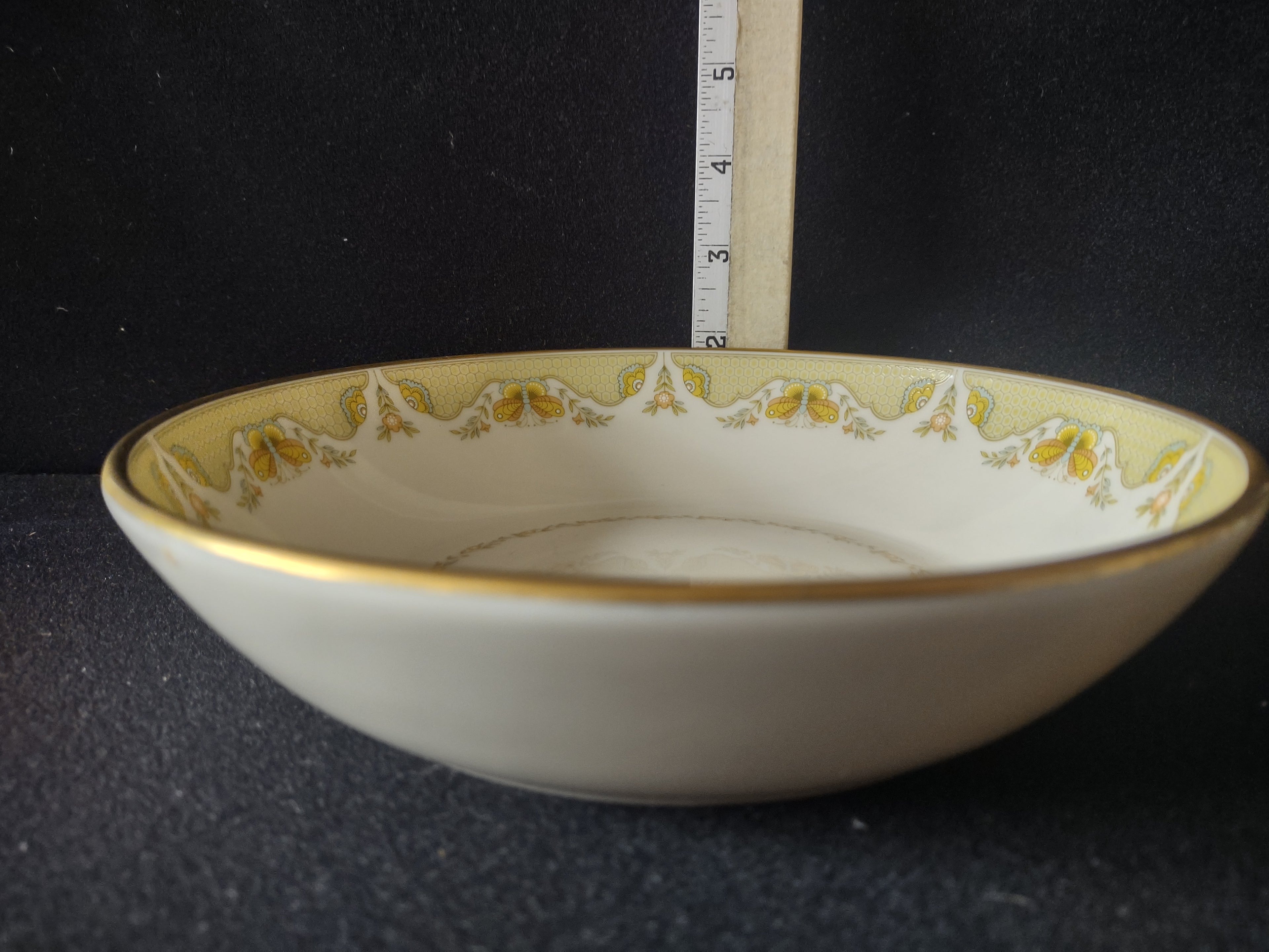 Vintage Gorham Fine China Yellow Gold Floral Soup Cereal Bowl 8" [6787]