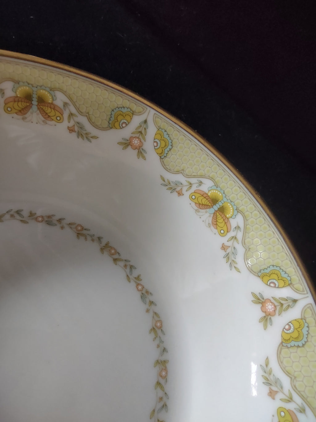Vintage Gorham Fine China Yellow Gold Floral Soup Cereal Bowl 8" [6787]