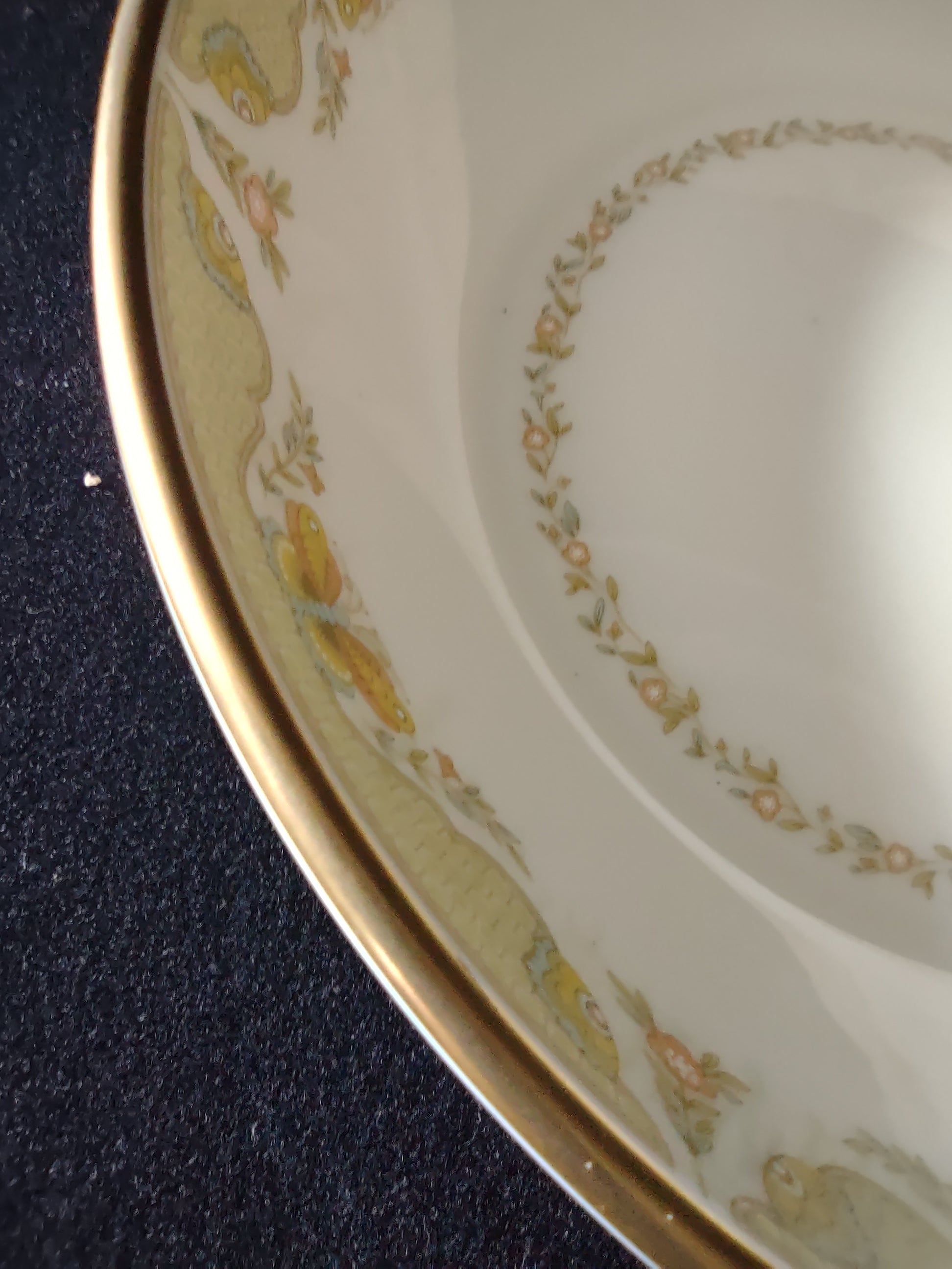 Vintage Gorham Fine China Yellow Gold Floral Soup Cereal Bowl 8" [6787]