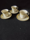 Vintage Gorham Fine China Cup & Saucer Set of 3 Gold Floral [6788]