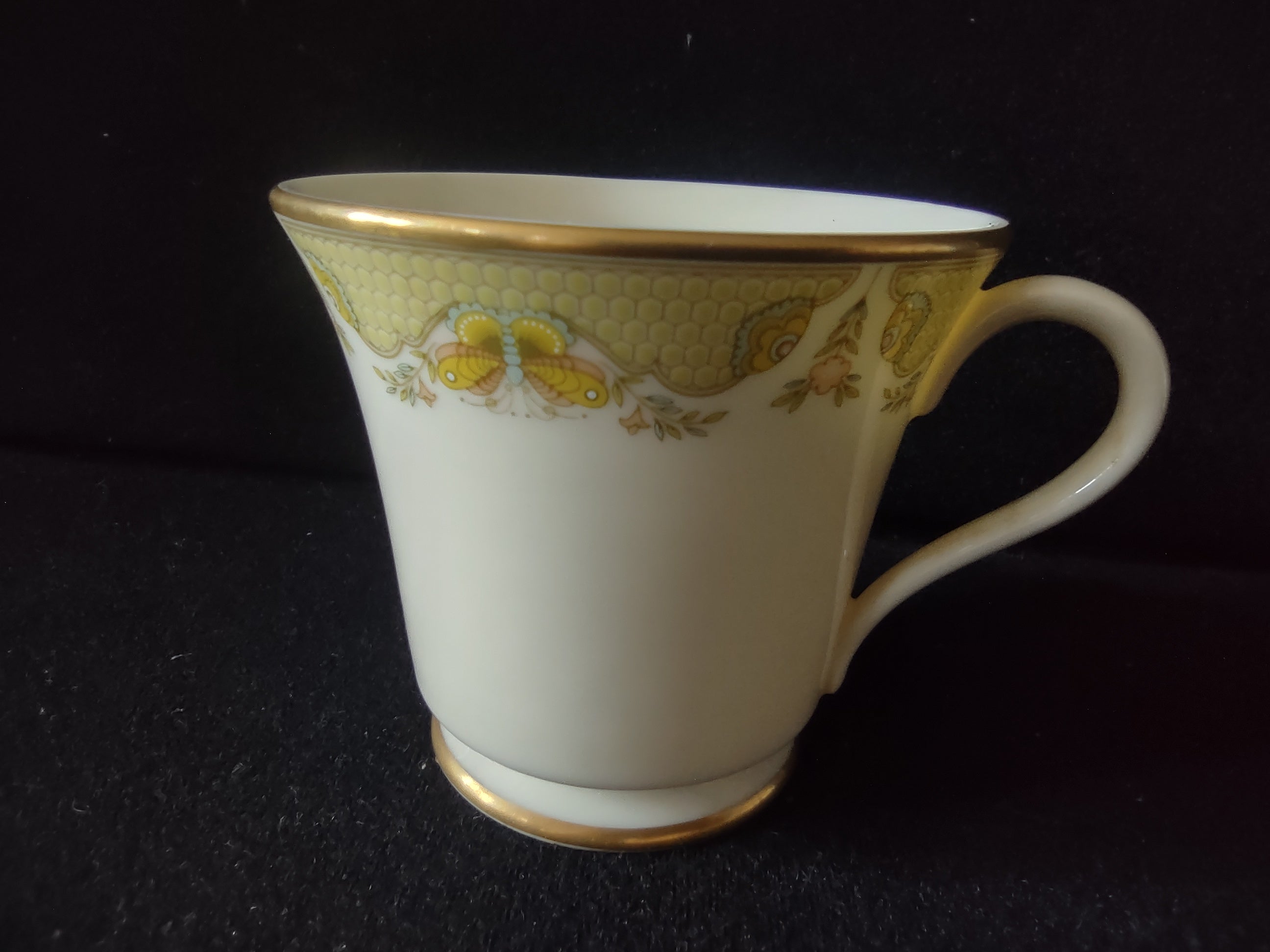 Vintage Gorham Fine China Cup & Saucer Set of 3 Gold Floral [6788]