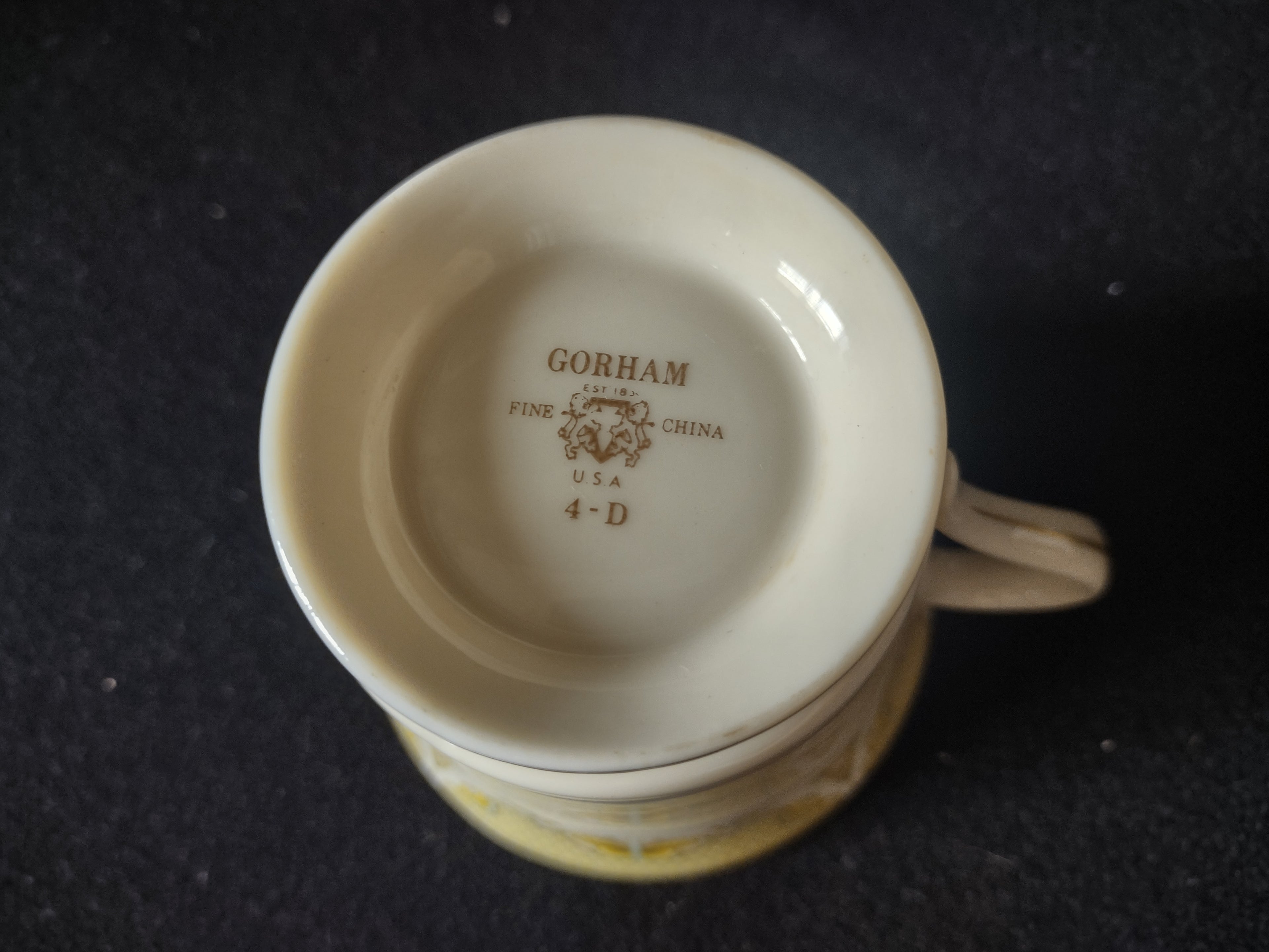 Vintage Gorham Fine China Cup & Saucer Set of 3 Gold Floral [6788]