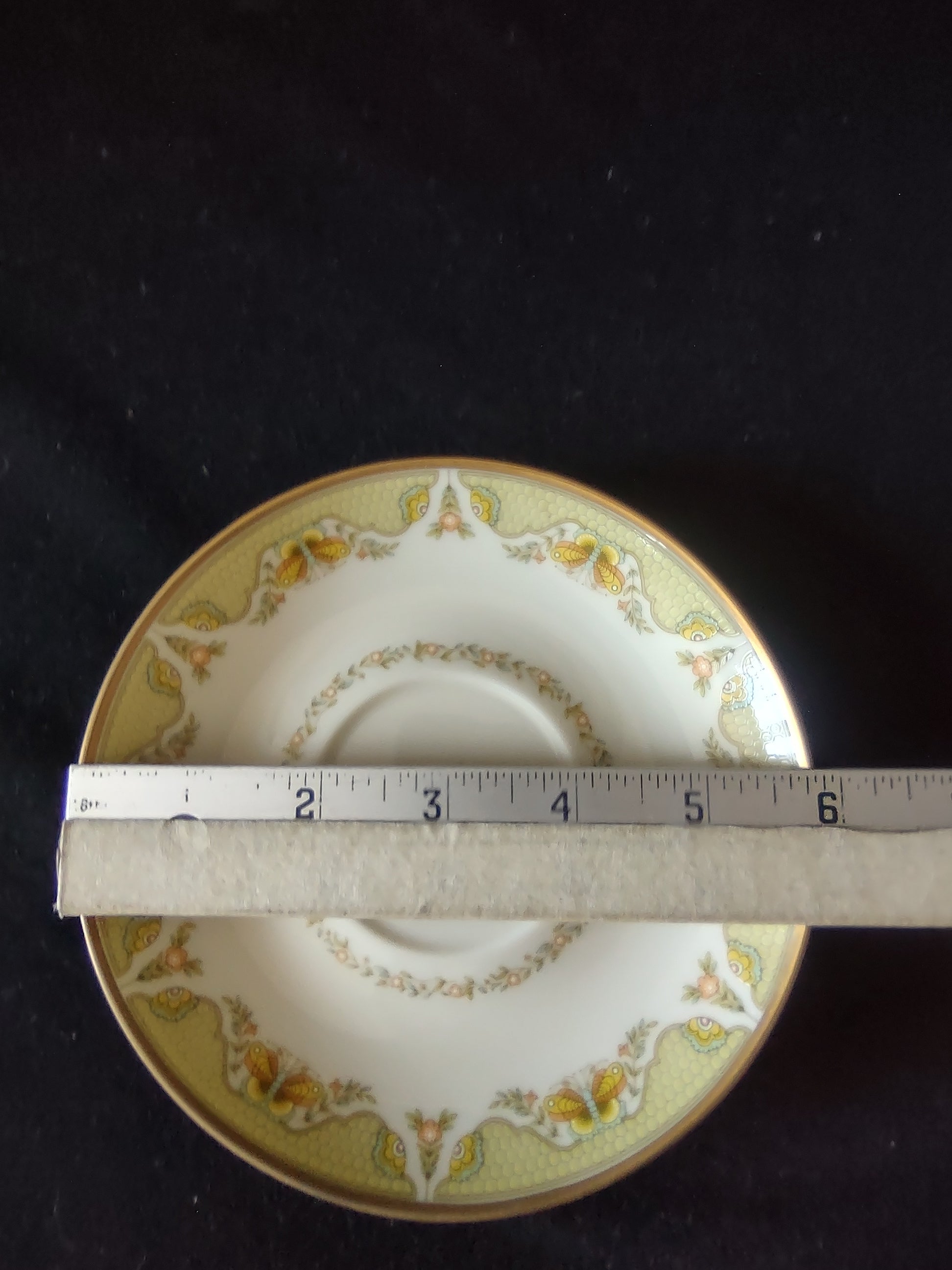 Vintage Gorham Bouillon Cream Soup Cup Saucer Set/2 Yellow Floral [6790]